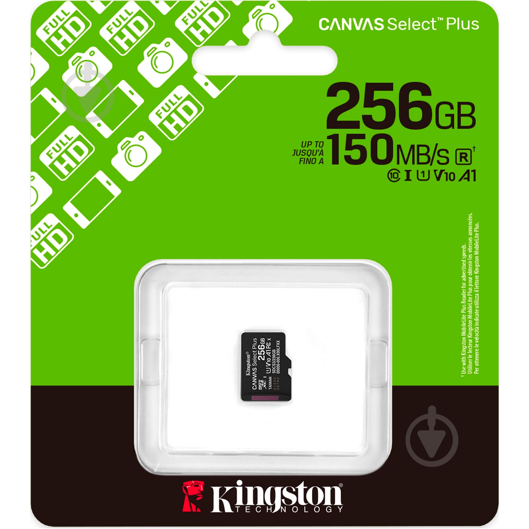 Карта памяти Kingston microSDXC 256 ГБ UHS-IClass 10 (SDCS3/256GBSP ) Canvas Select Plus R150MB/s - фото 3