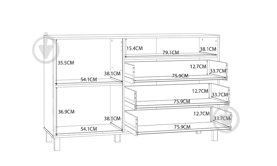 Комод Forte Meble Келліс 1381x870x420 мм дуб маувелла/молочний - фото 6 Комод Forte Meble Келліс 1381x870x420 мм дуб маувелла/молочний - фото 6