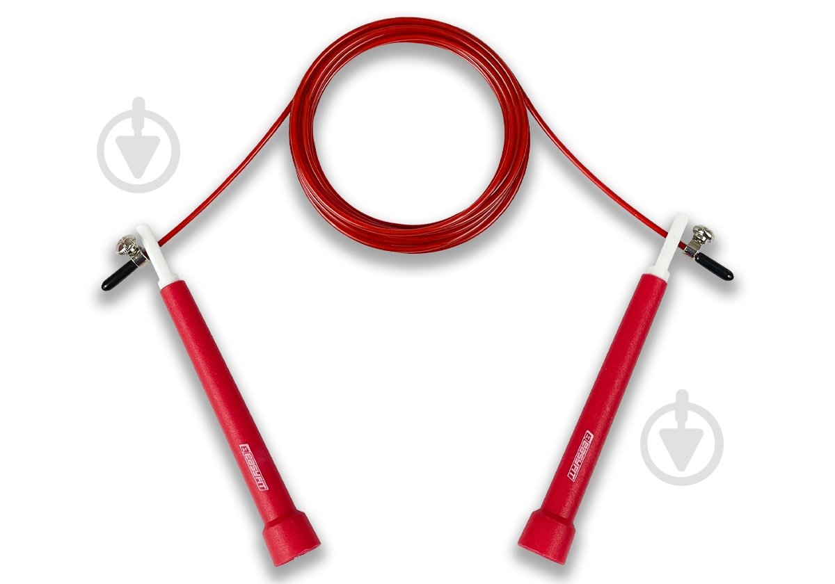 Скакалка EasyFit Speed Cable Rope 3 м со стальным тросом и регулируемой длиной красная EF-2039-R - фото 1
