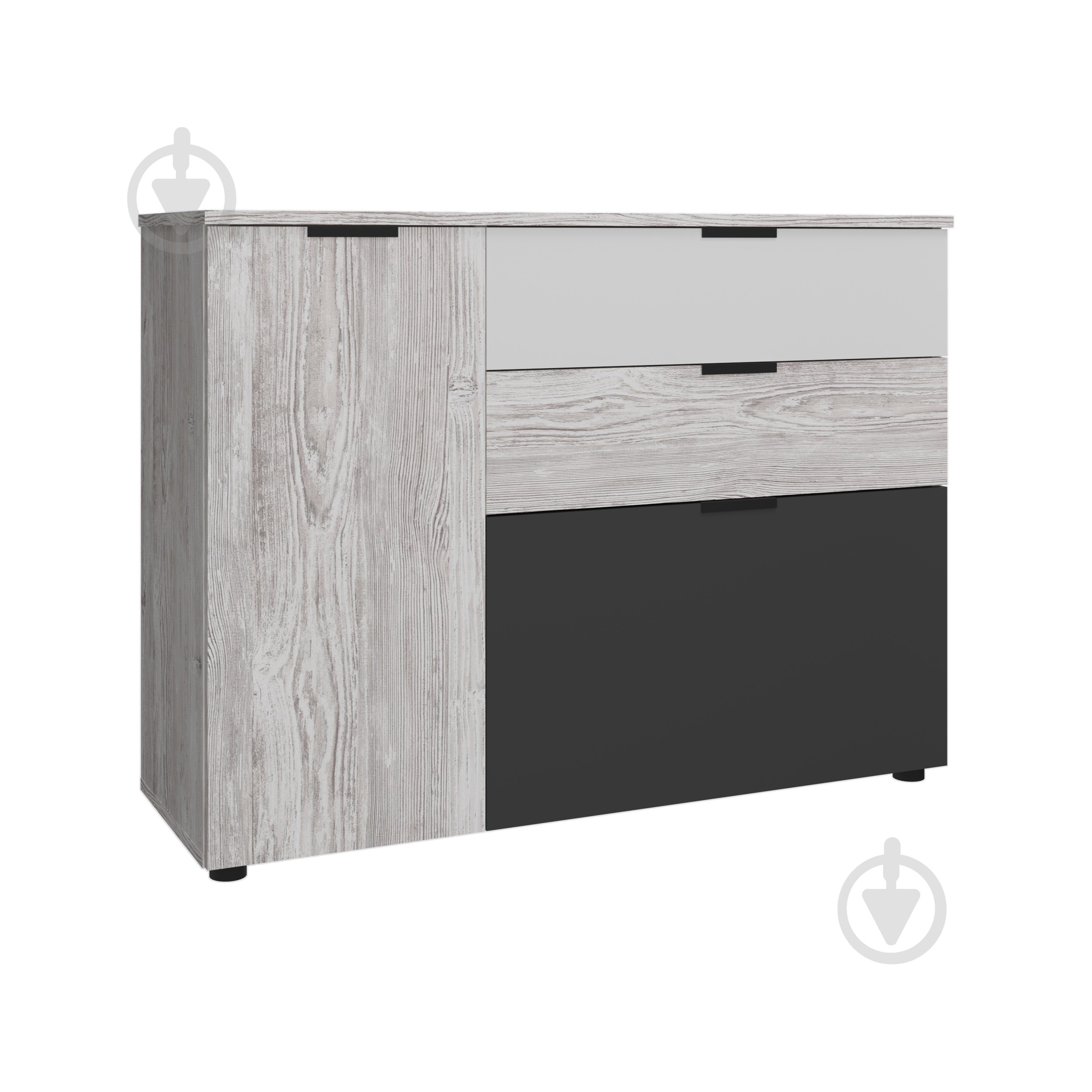 Комод Вісент 1дв+3ш ГР07 1200x900x404 мм дуб аляска/графит/белый/дуб аляска - фото 1 Комод Вісент 1дв+3ш ГР07 1200x900x404 мм дуб аляска/графит/белый/дуб аляска - фото 1