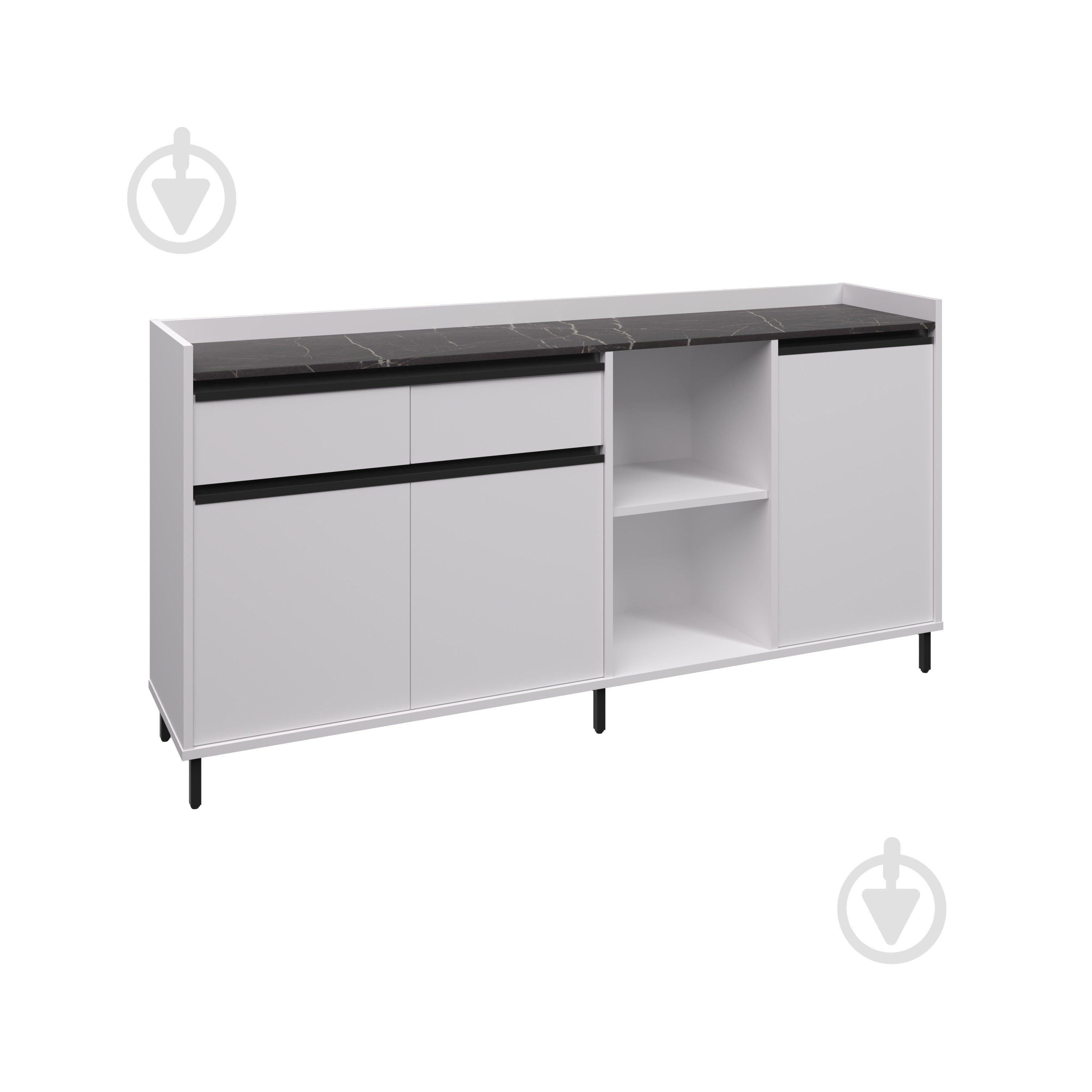 Комод Вісент 2ш+3дв+открыт. ГБ12 2000x900x400 мм белый/мрамор черный - фото 1 Комод Вісент 2ш+3дв+открыт. ГБ12 2000x900x400 мм белый/мрамор черный - фото 1