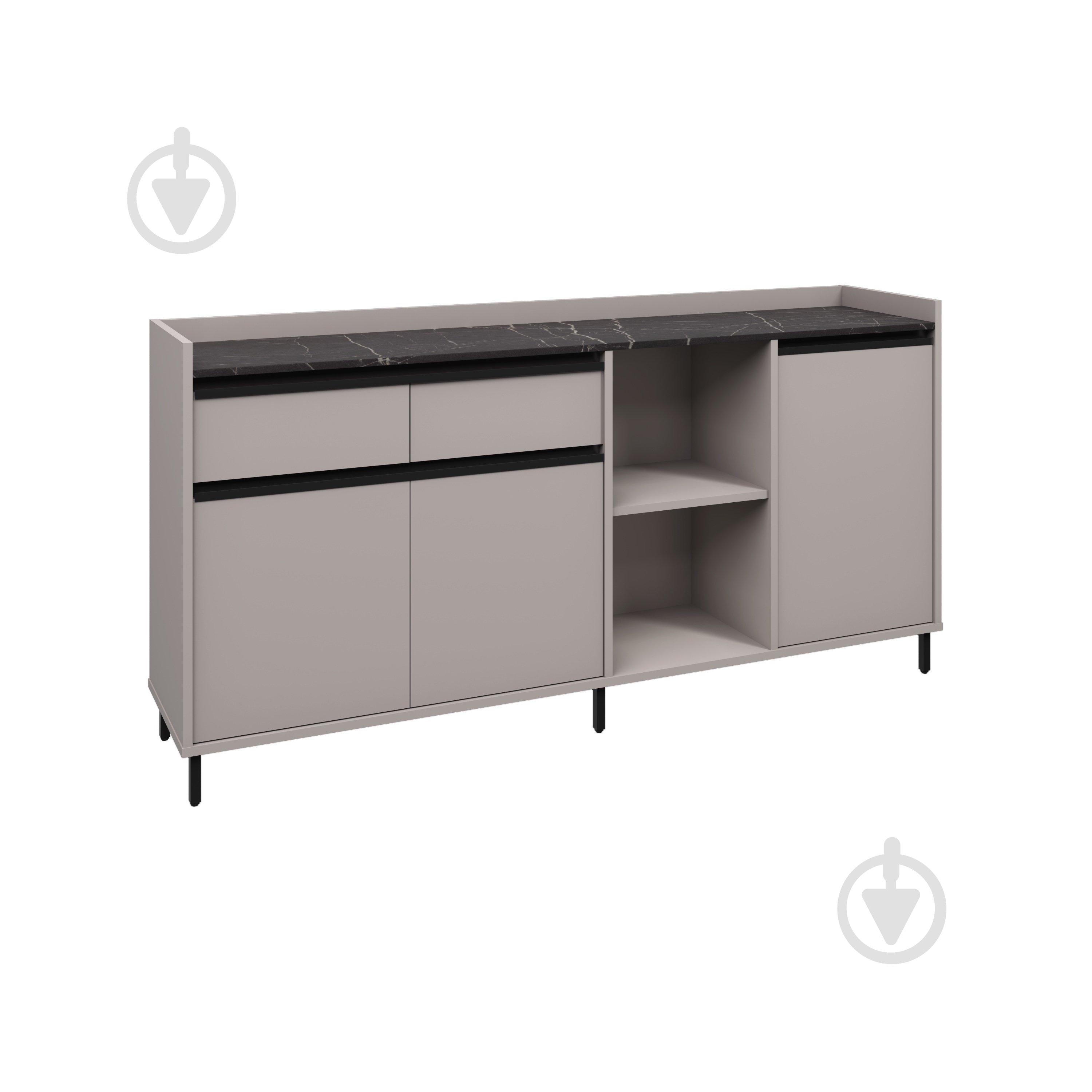 Комод Вісент 2ш+3дв+відкр. ГБ12 2000x900x400 мм кашемір/мармур чорний - фото 1 Комод Вісент 2ш+3дв+відкр. ГБ12 2000x900x400 мм кашемір/мармур чорний - фото 1