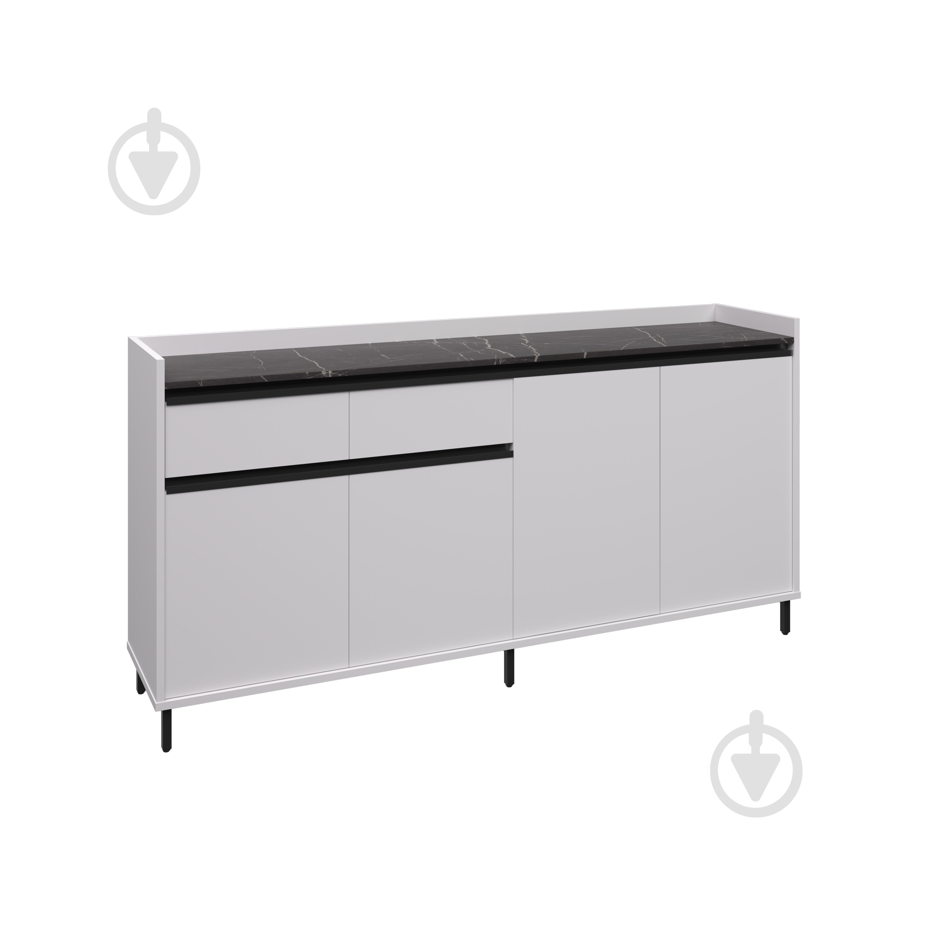 Комод Вісент 2ш+4дв ГБ11 2000x900x400 мм белый/мрамор черный - фото 1