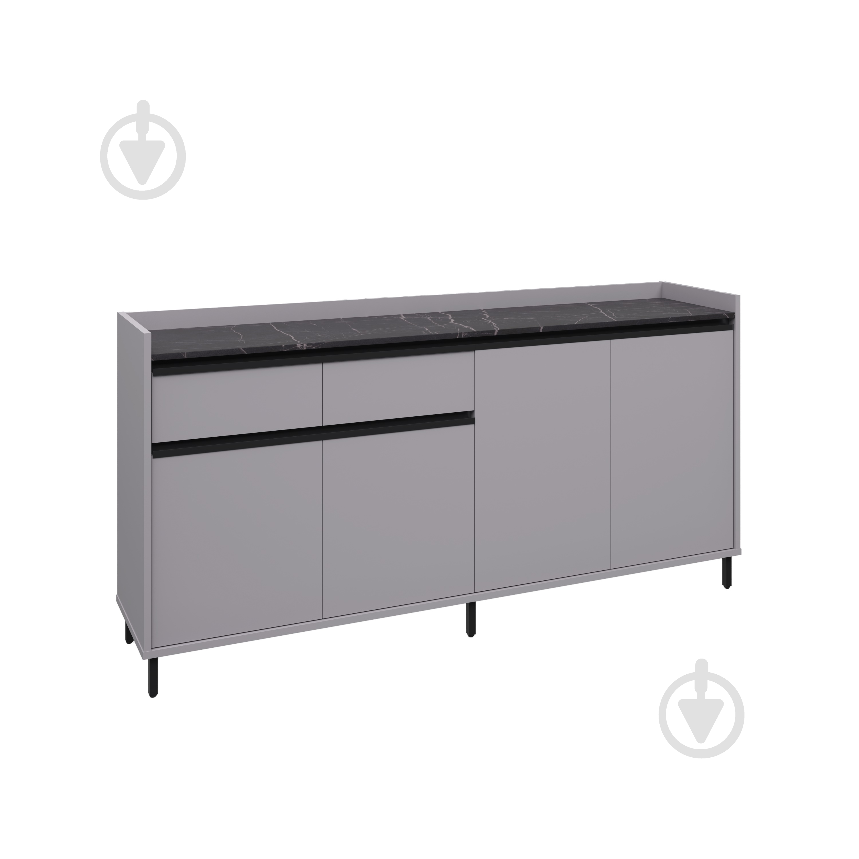 Комод Вісент 2ш+4дв ГБ11 2000x900x400 мм сірий/мармур чорний - фото 1