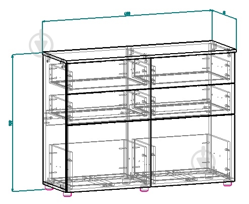 Комод Вісент 6ш ГР06 1200x900x404 мм дуб аляска/графіт/білий/дуб аляска - фото 2 Комод Вісент 6ш ГР06 1200x900x404 мм дуб аляска/графіт/білий/дуб аляска - фото 2