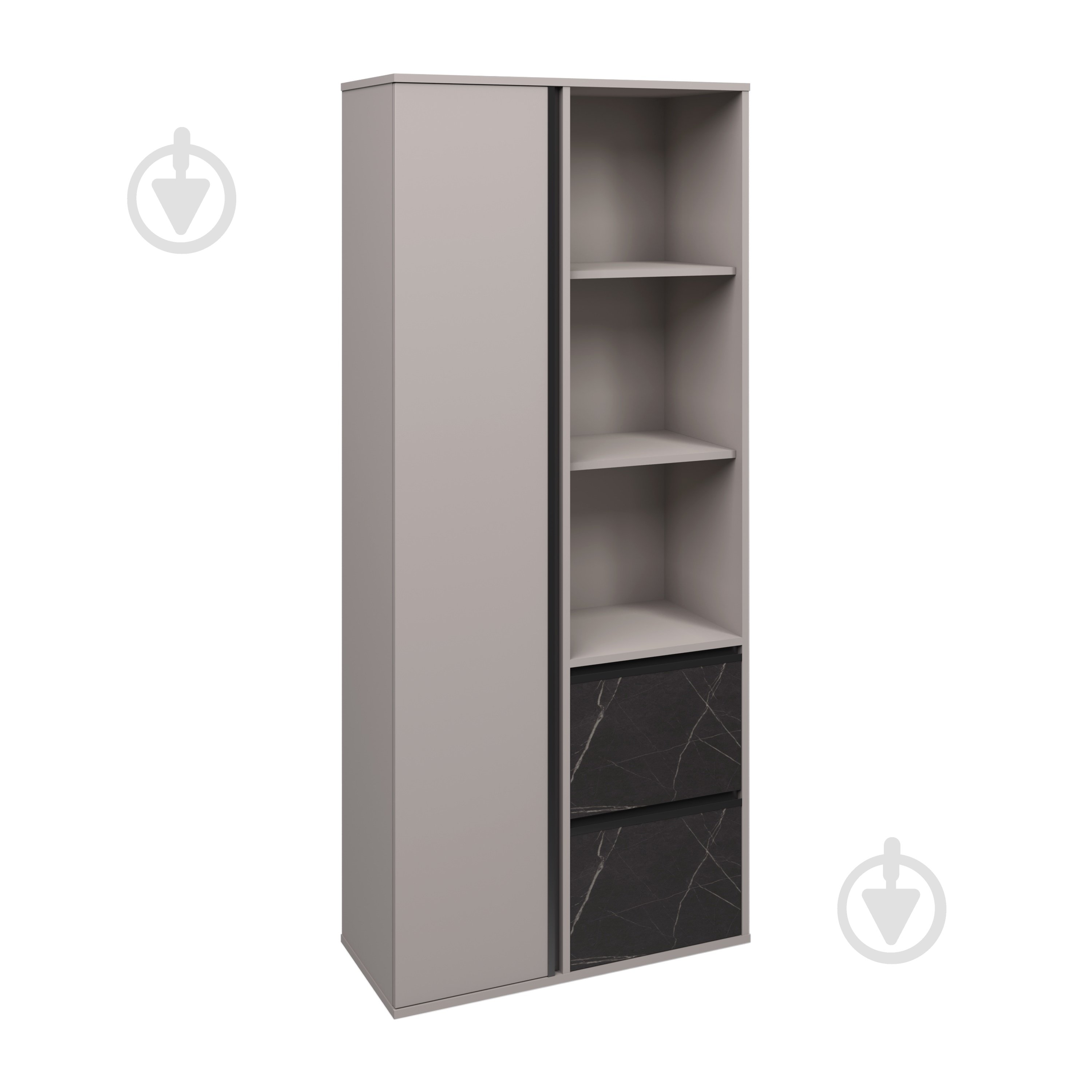 Пенал Вісент А 1дв+2ш ГБ14 2100х900х400 мм кашемір / кашемір/мармур чорний - фото 1