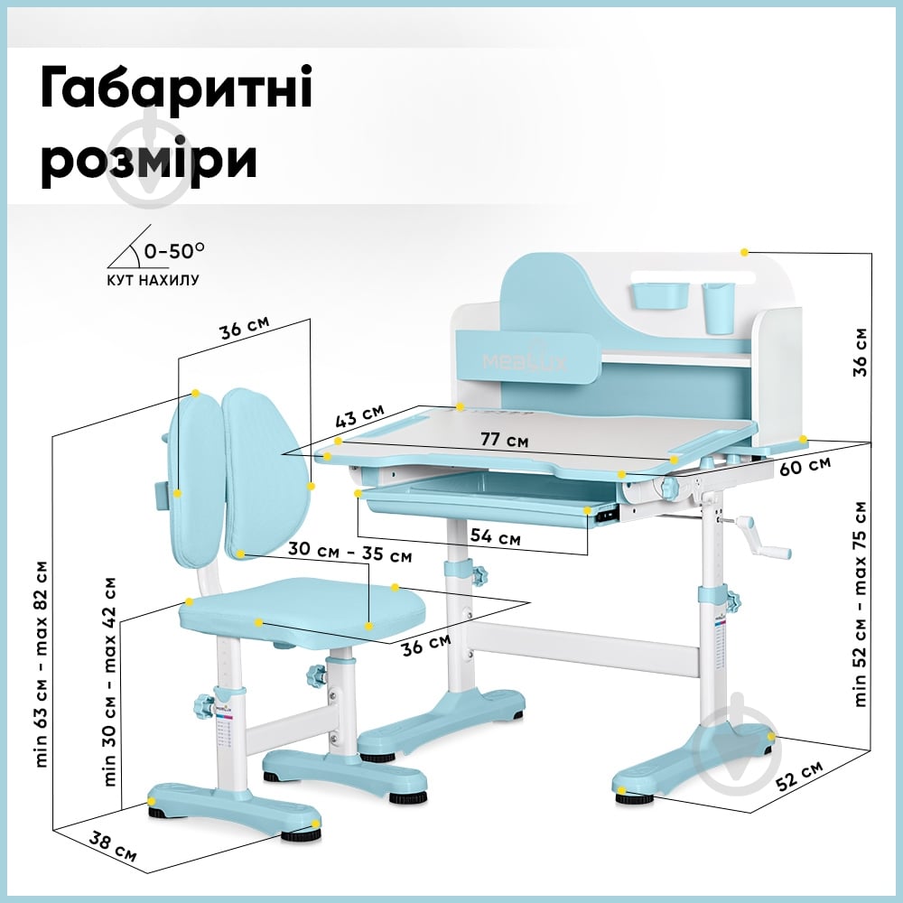 Комплект меблів дитячий Mealux Wave Blue - фото 3