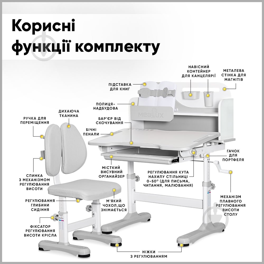 Комплект мебели детский Mealux Wave Grey - фото 4 Комплект мебели детский Mealux Wave Grey - фото 4