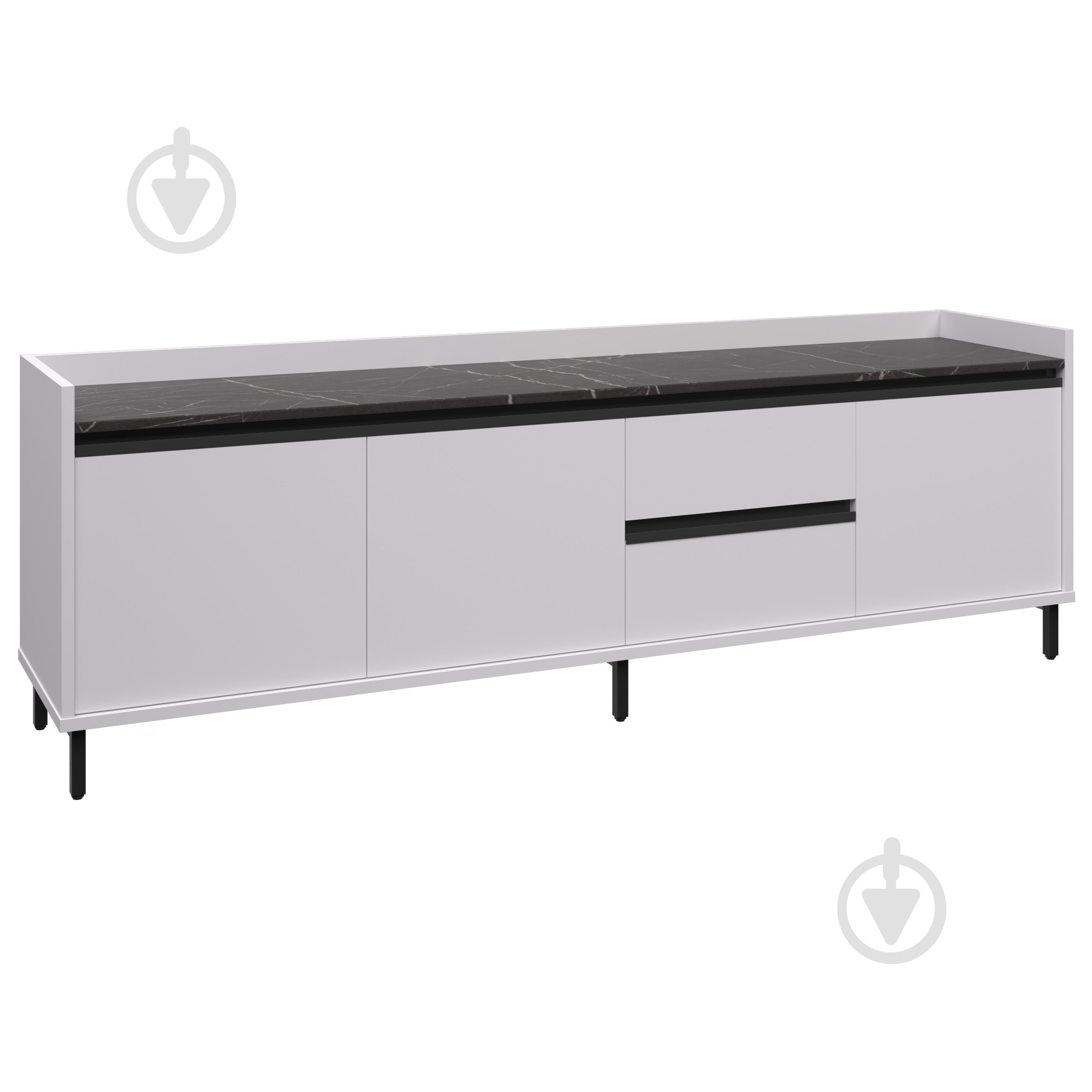 Тумба под ТВ Вісент Габриэль 2дв+2ш ГБ10 белый/мрамор черный - фото 1
