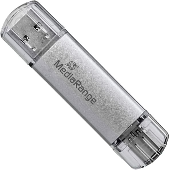 Флешпам'ять MediaRange Combo flash drive with plug 64 ГБ USB 3.0 USB Type-C silver (MR937) - фото 1 Флешпам'ять MediaRange Combo flash drive with plug 64 ГБ USB 3.0 USB Type-C silver (MR937) - фото 1