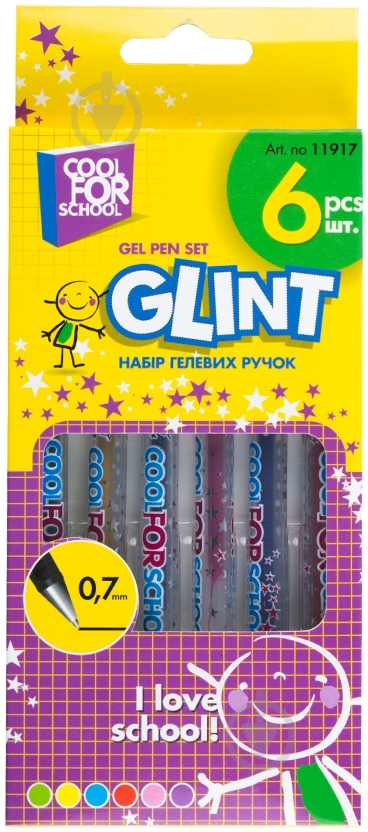 Набір ручок гелевих Cool For School Glint 6 кольорів - фото 2