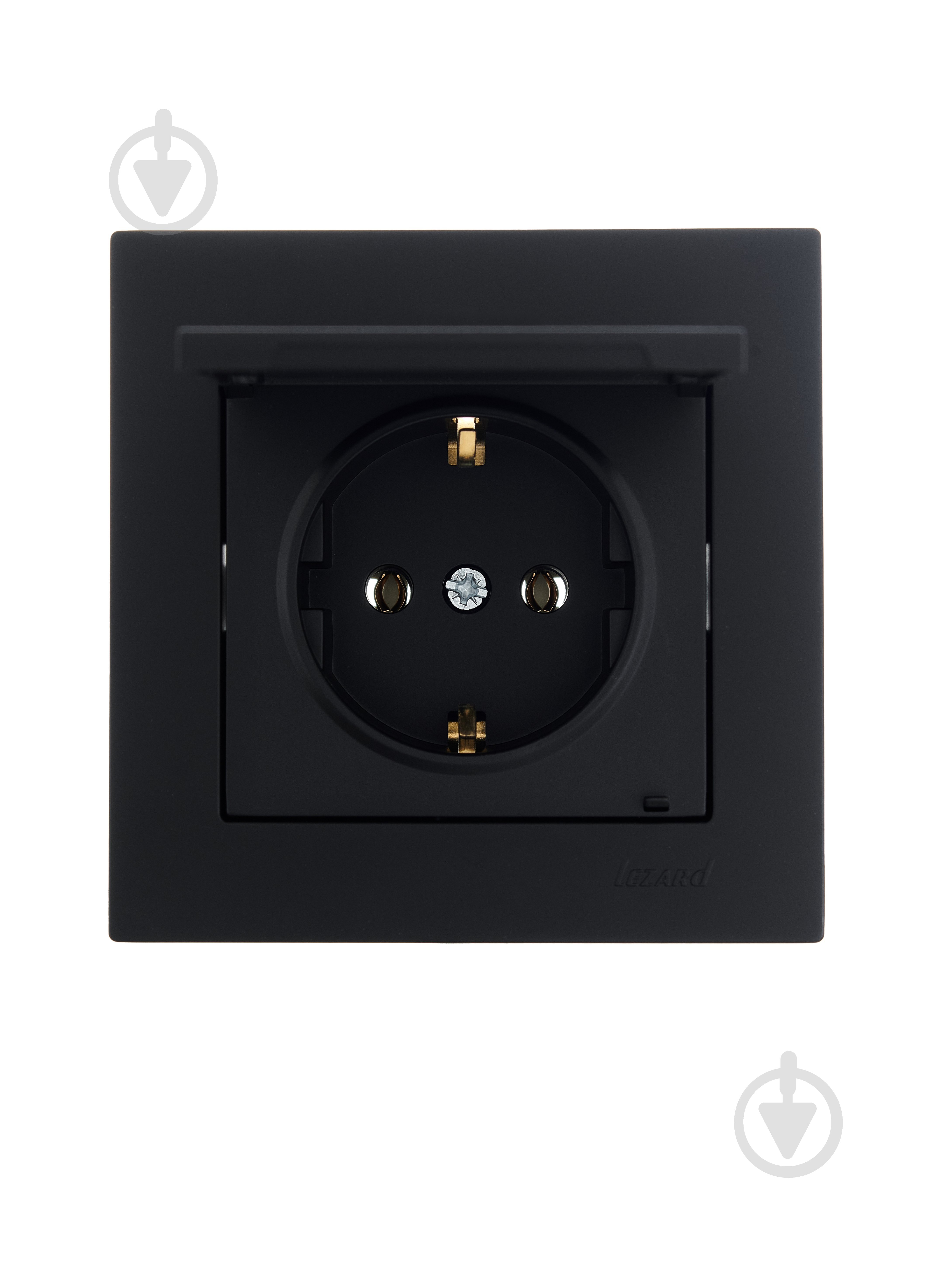 Розетка з кришкою 1 із заземленням Lezard Vesna IP20 антрацит 742-4288-123B - фото 1
