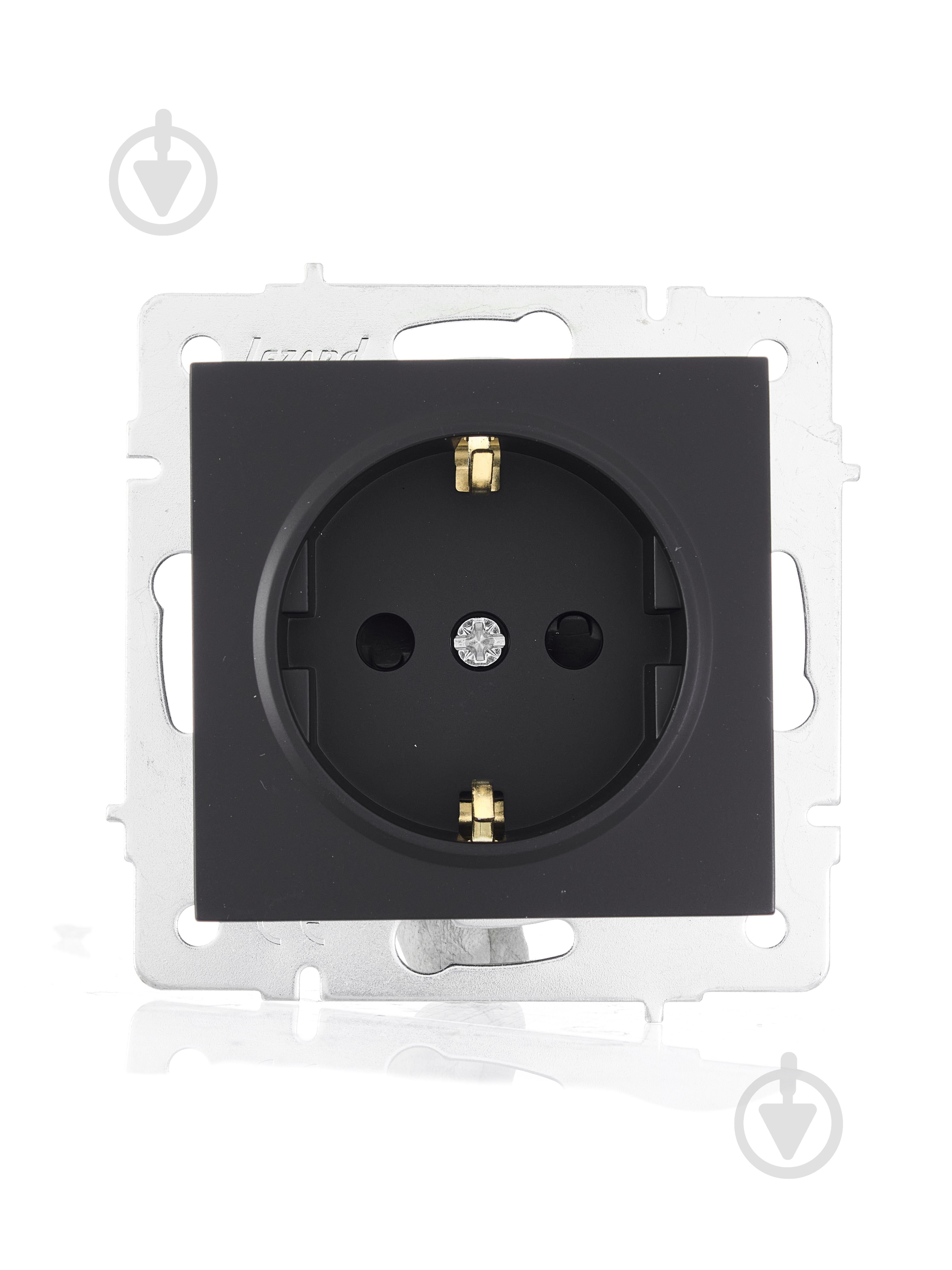 Механізм розетки 1 із заземленням Lezard Vesna IP20 антрацит 742-4288-124B - фото 3