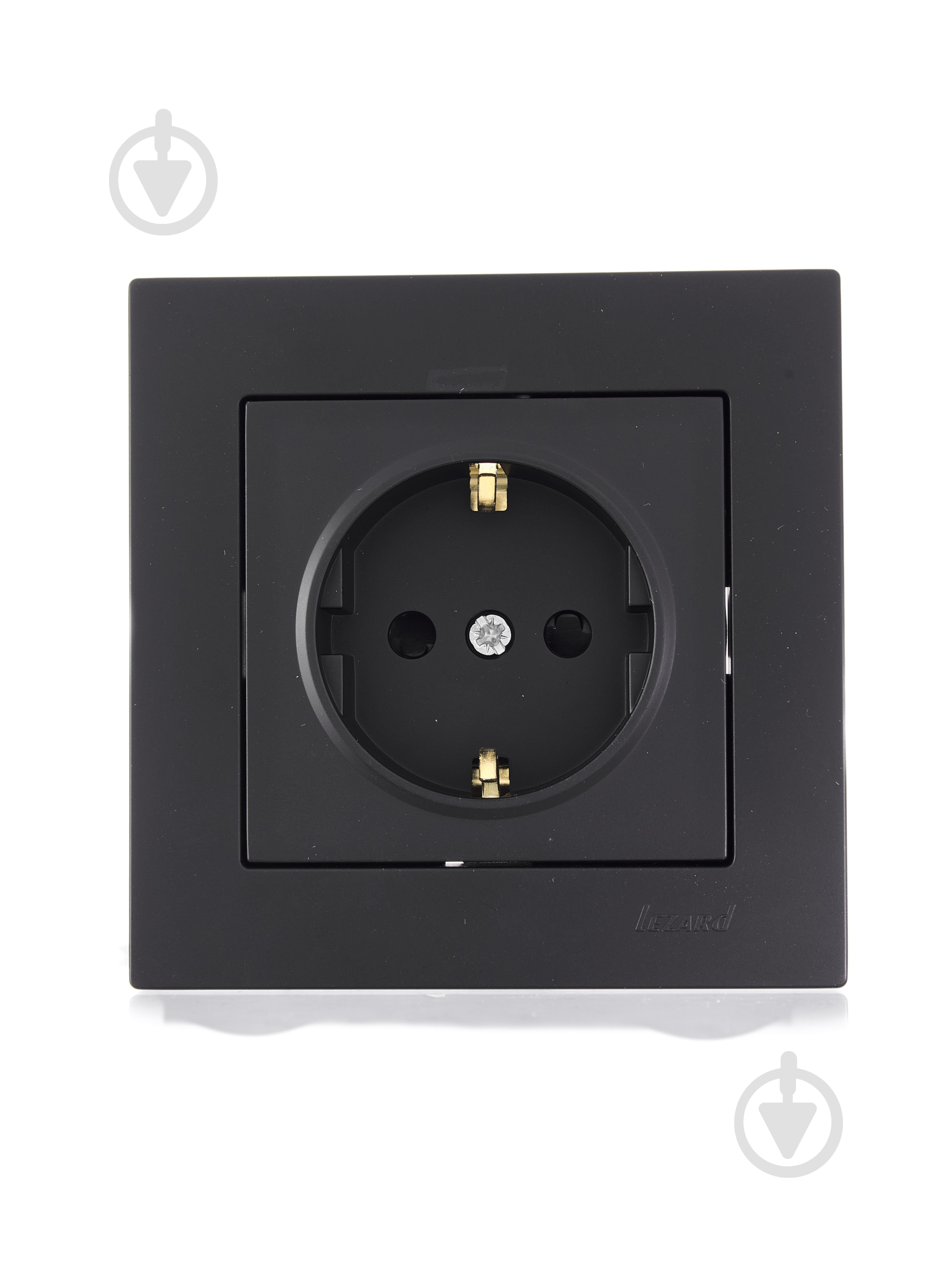 Механізм розетки 1 із заземленням Lezard Vesna IP20 антрацит 742-4288-124B - фото 1