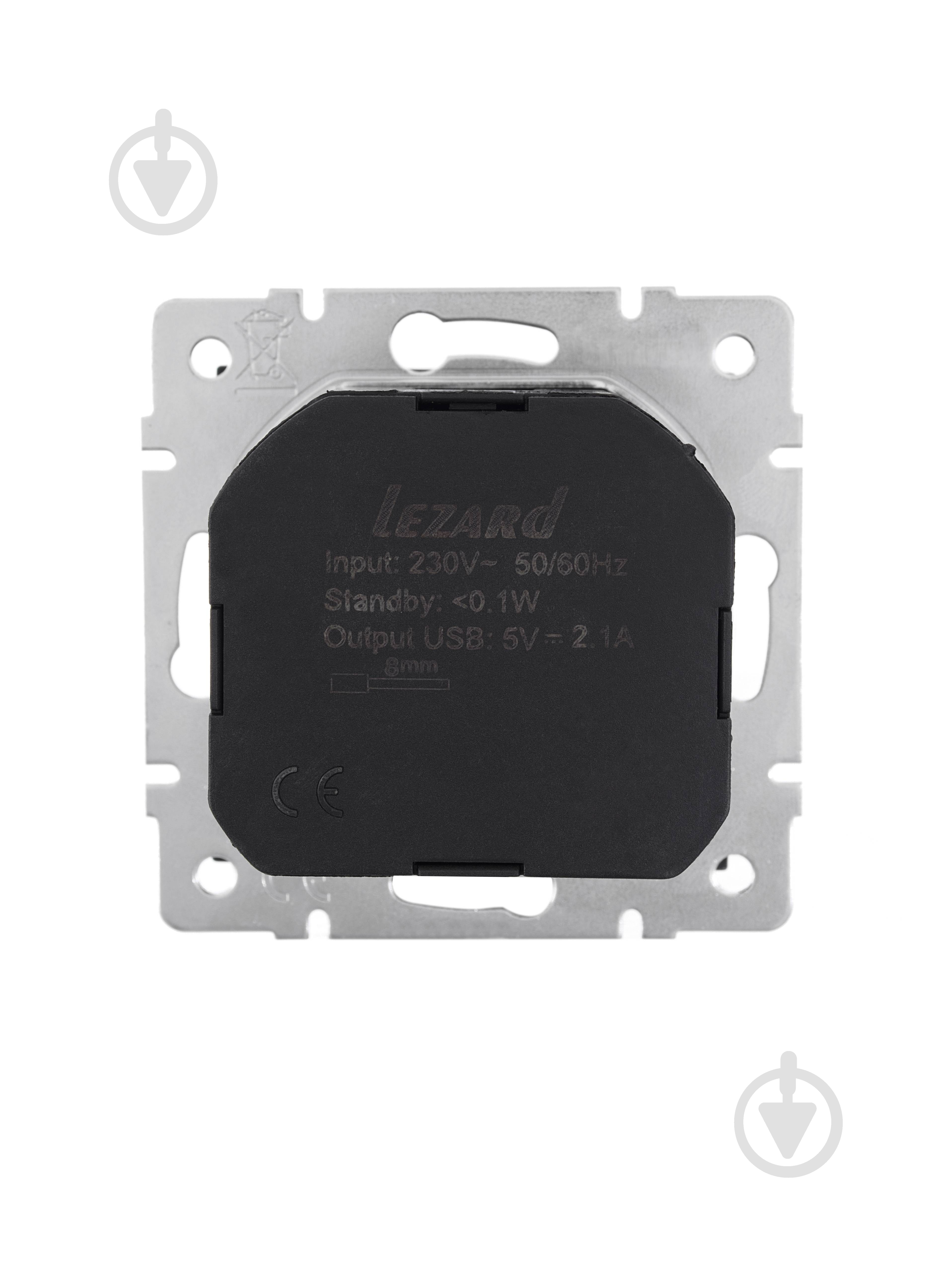 Розетка + USB с заземлением Lezard Vesna IP20 антрацит 742-4288-181 - фото 4