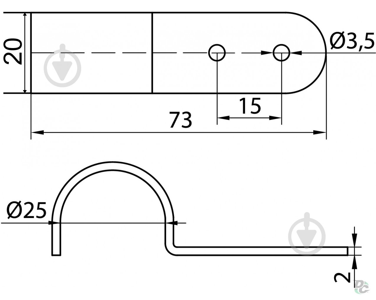 Крепление трубы DC d25 мм R-21 горизонтальное к плите - фото 2 Крепление трубы DC d25 мм R-21 горизонтальное к плите - фото 2