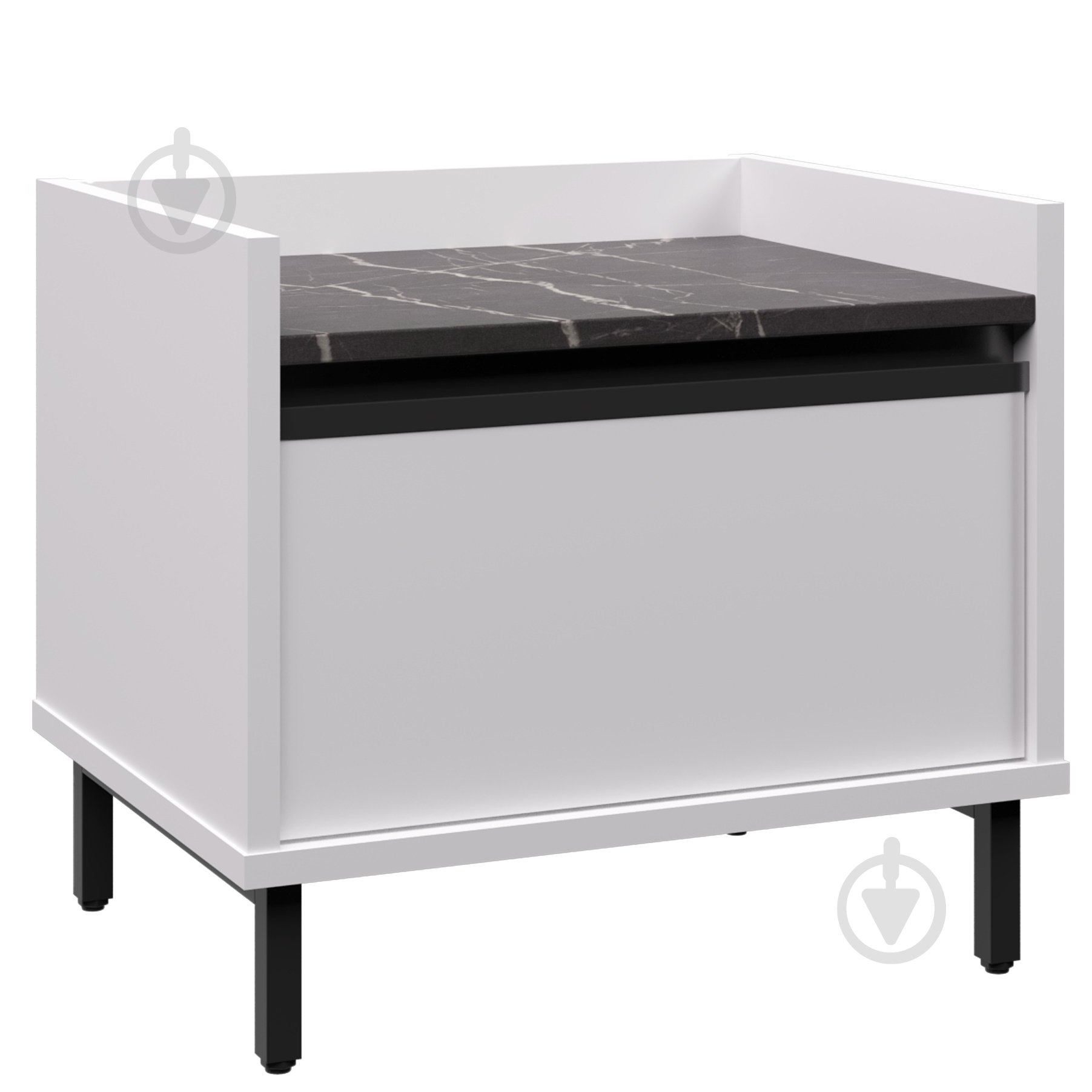 Тумба приліжкова Вісент 1ш ГБ07 500x400x400 мм білий/мармур чорний - фото 1 Тумба приліжкова Вісент 1ш ГБ07 500x400x400 мм білий/мармур чорний - фото 1