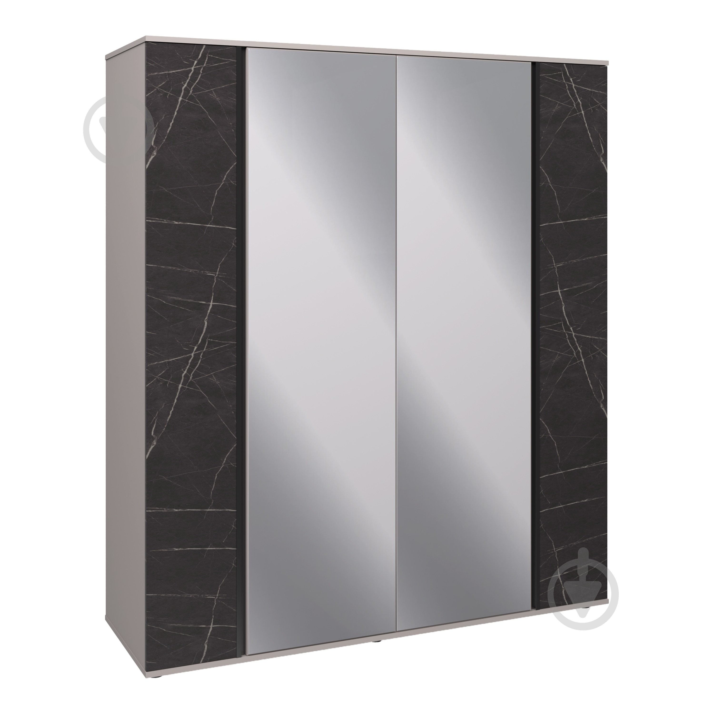 Шафа Вісент 4дв + дзеркало ГБ18 2100х1795х600 мм кашемір / кашемір/мармур чорний - фото 1