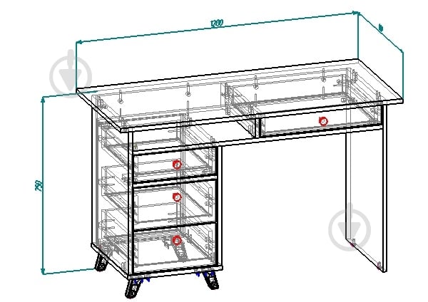 Стіл Вісент 4ш+відкр. ОЛ03 750х1200х550 мм біла аляска/рожевий/білий - фото 2 Стіл Вісент 4ш+відкр. ОЛ03 750х1200х550 мм біла аляска/рожевий/білий - фото 2