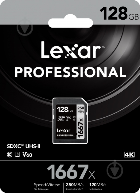 Карта памяти Lexar SDHC 128 ГБ Class 10UHS-II Class 3 (U3) (LSD128CB1667) - фото 3 Карта памяти Lexar SDHC 128 ГБ Class 10UHS-II Class 3 (U3) (LSD128CB1667) - фото 3
