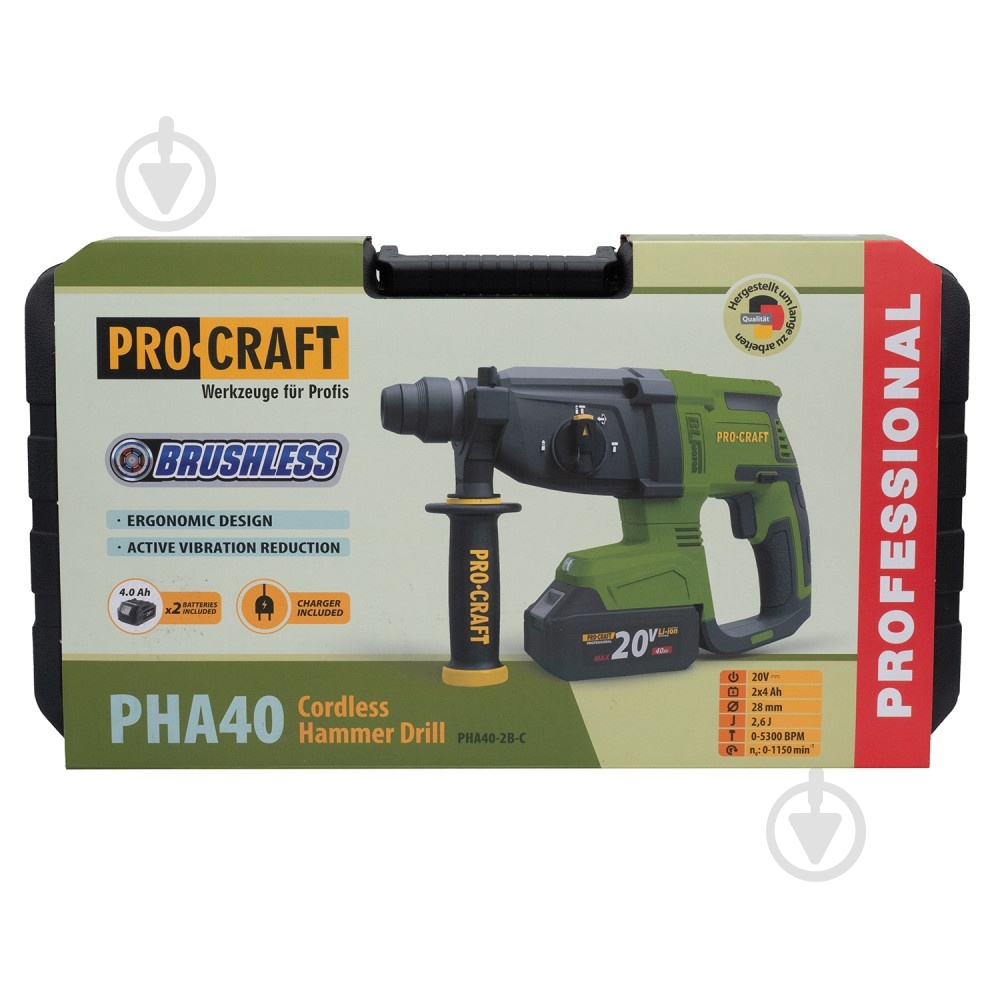 Перфоратор ProCraft PHA-40 (2 АКБ та ЗП) 030043 - фото 17
