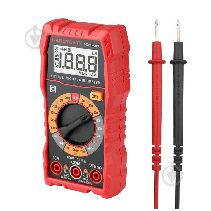 Мультиметр Habotest DC600V/10A, AC600V (HT108L) - фото 1