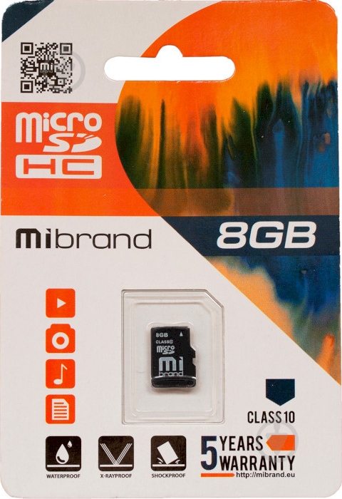 Карта памяти microSDHC 8 ГБ Class 10 (MICDHC10/8GB) Mibrand - фото 1