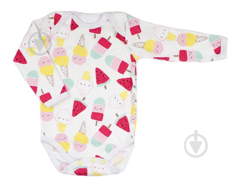 Боди для девочки Маленькие люди Мороженое р.68 белый с рисунком - фото 1