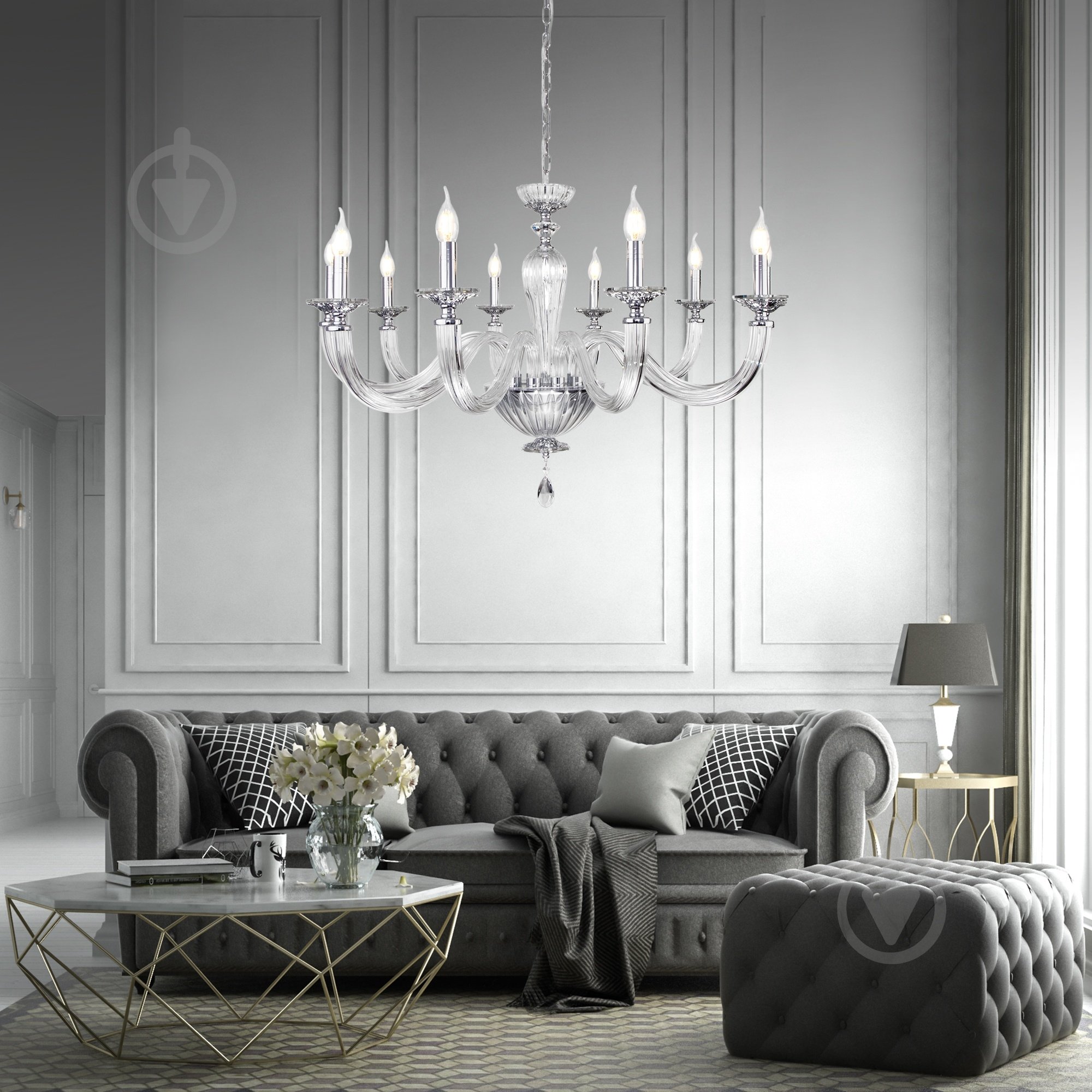 Люстра подвесная Strotskis Olenna 10x60 Вт E14 хром 318/10 - фото 8 Люстра подвесная Strotskis Olenna 10x60 Вт E14 хром 318/10 - фото 8