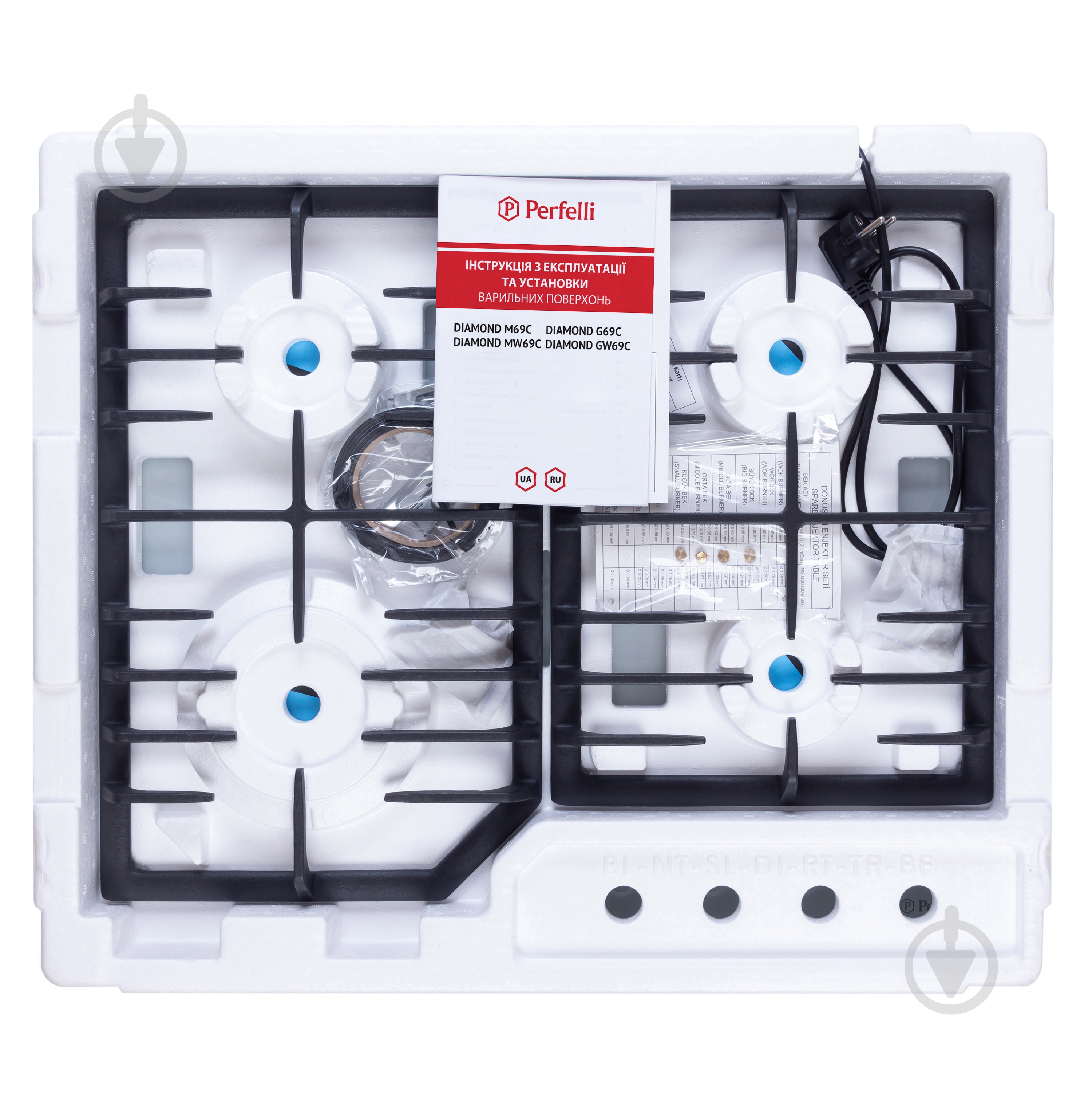 Варочная поверхность газовая Perfelli DIAMOND M69C BIANCO на металле встраиваемая - фото 12 Варочная поверхность газовая Perfelli DIAMOND M69C BIANCO на металле встраиваемая - фото 12