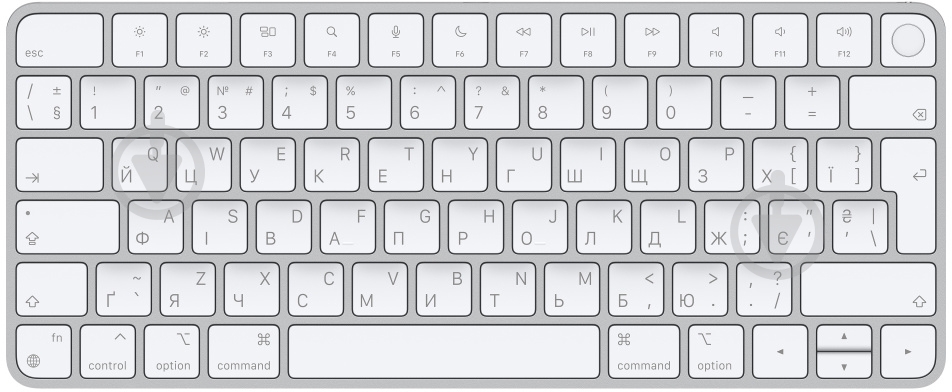 Клавиатура Apple Magic Keyboard with Touch ID for Mac models with Apple silicon - Ukrainian (MK293UA/A) white - фото 1