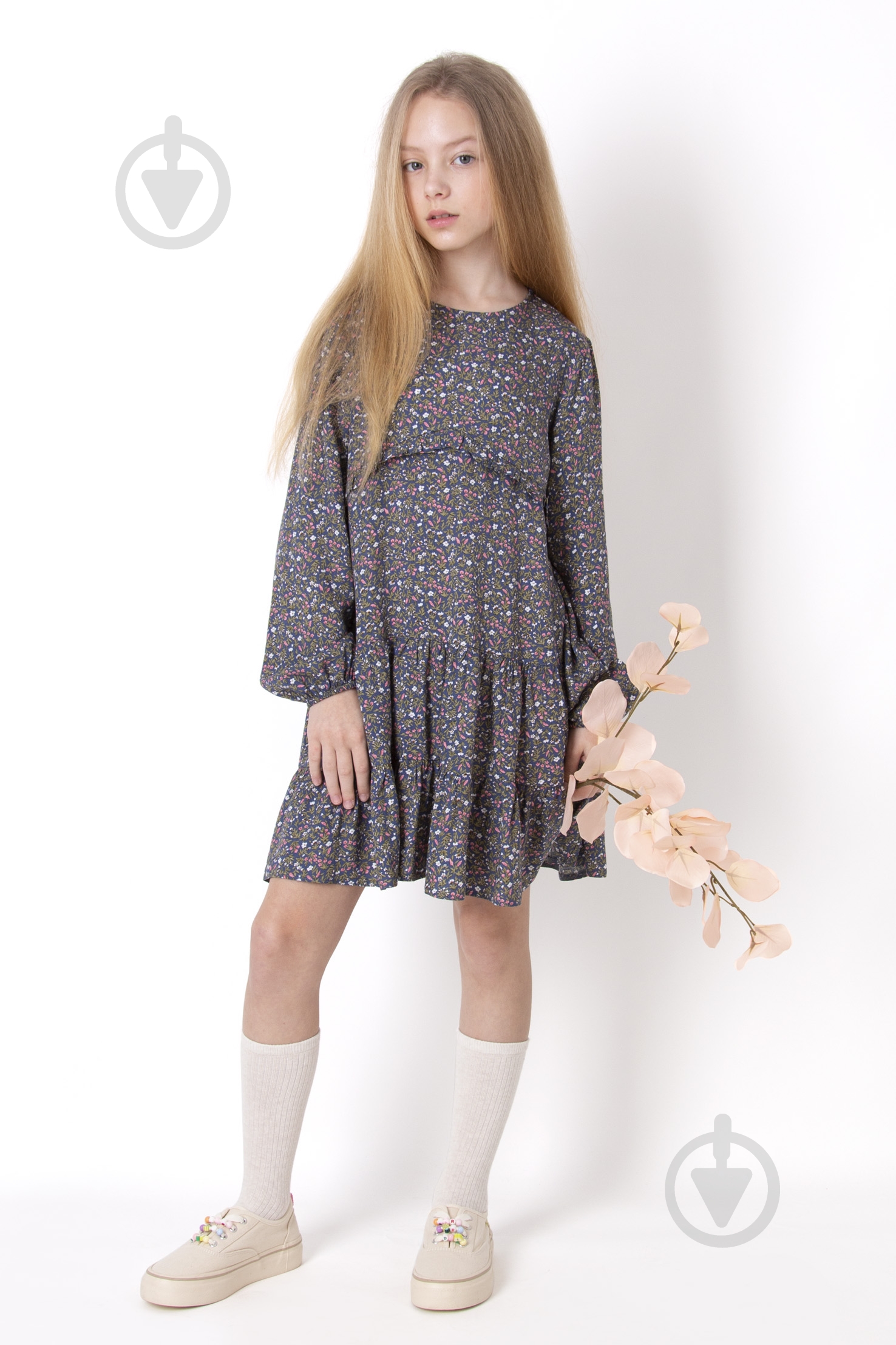 Платье Mevis р.122 серый - фото 1