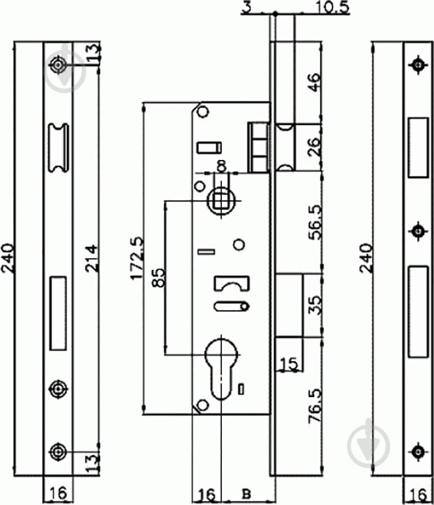 Дверной замок входной Kale 153-P никель - фото 2