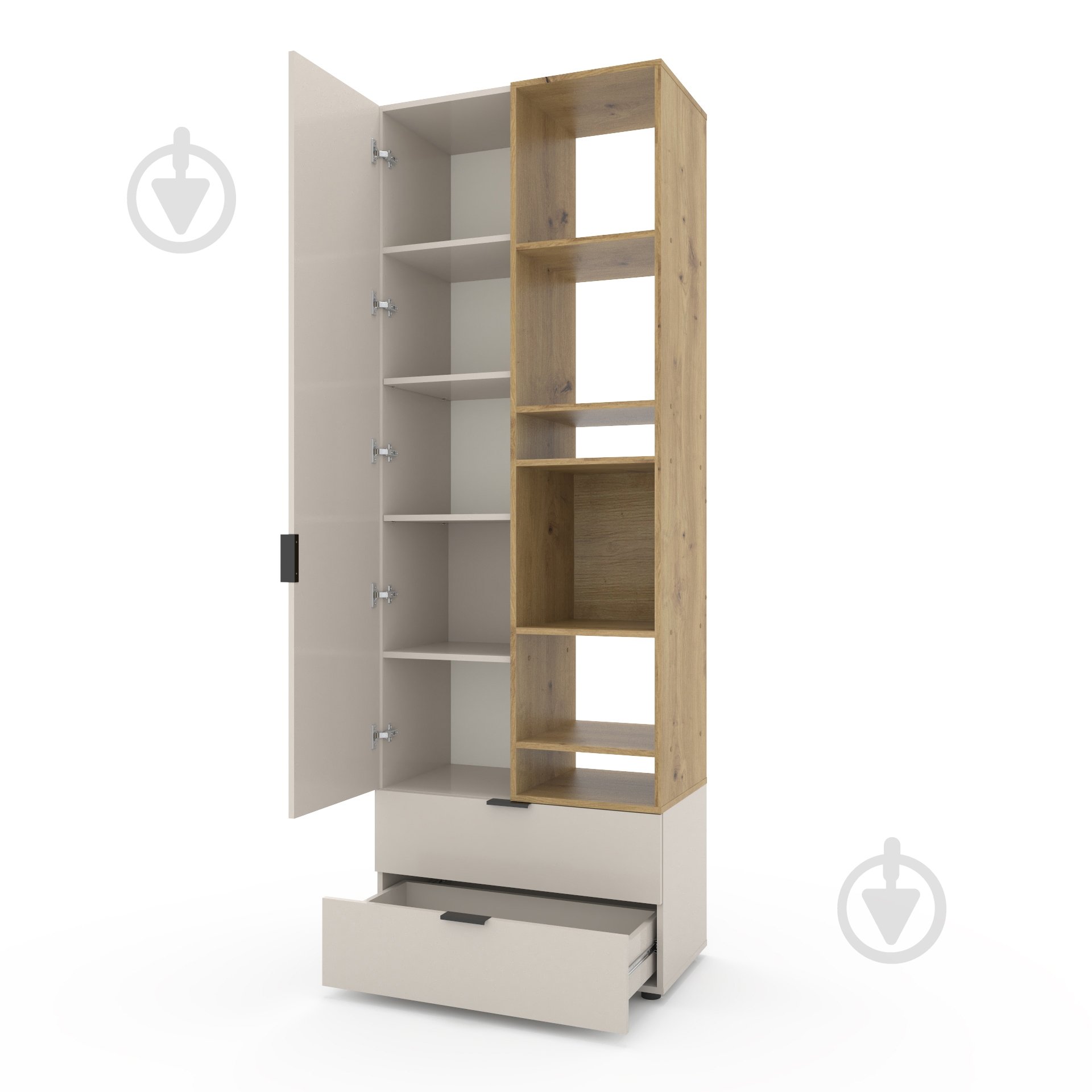 Шкаф Metkas Home A001R 1д2ш ЛДСП 2300х800х420 мм кашемир / дуб артизан / кашемир - фото 2 Шкаф Metkas Home A001R 1д2ш ЛДСП 2300х800х420 мм кашемир / дуб артизан / кашемир - фото 2