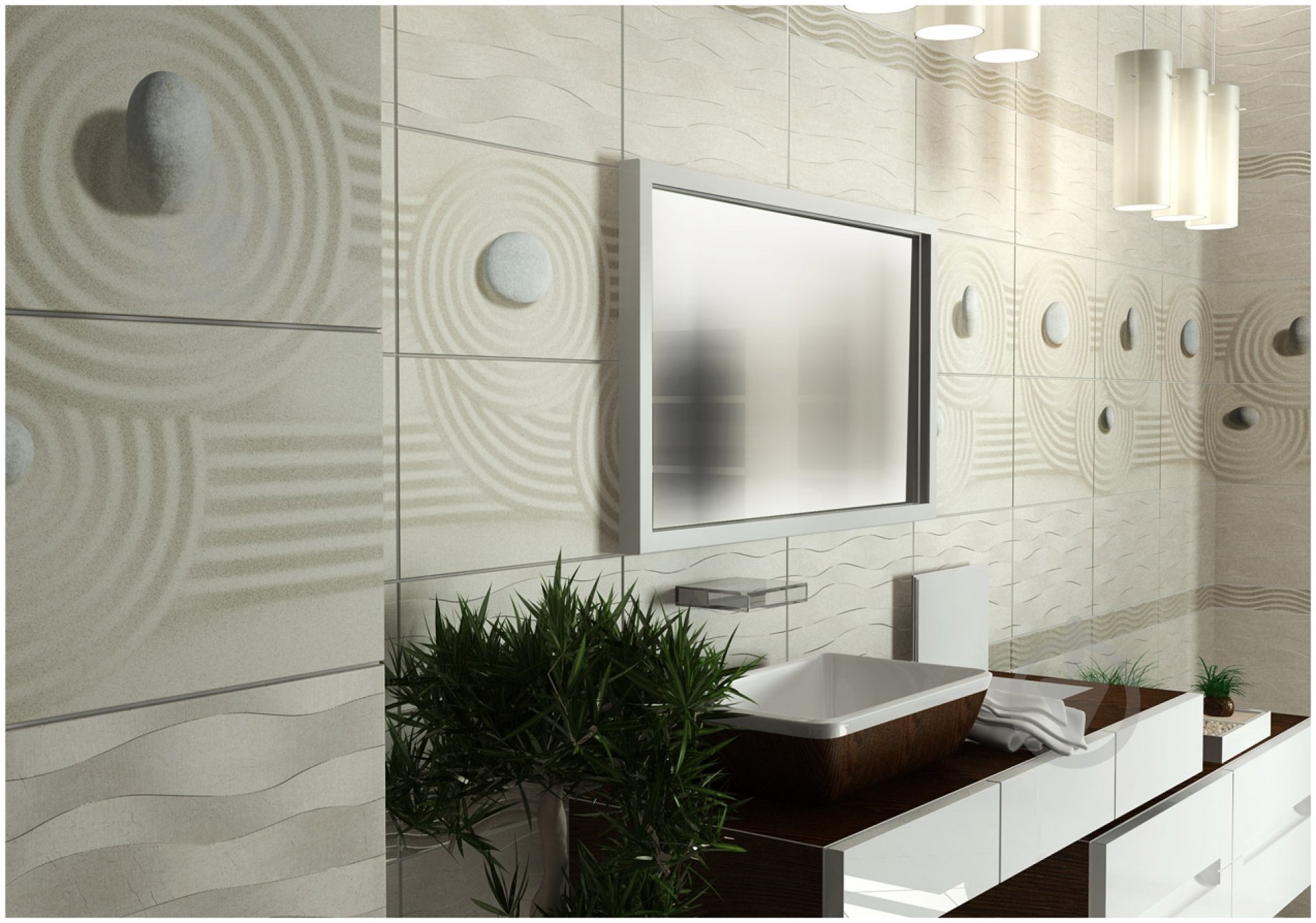 Плитка Golden Tile SUMMER STONE Wave бежевый В41161 25x40 - фото 3