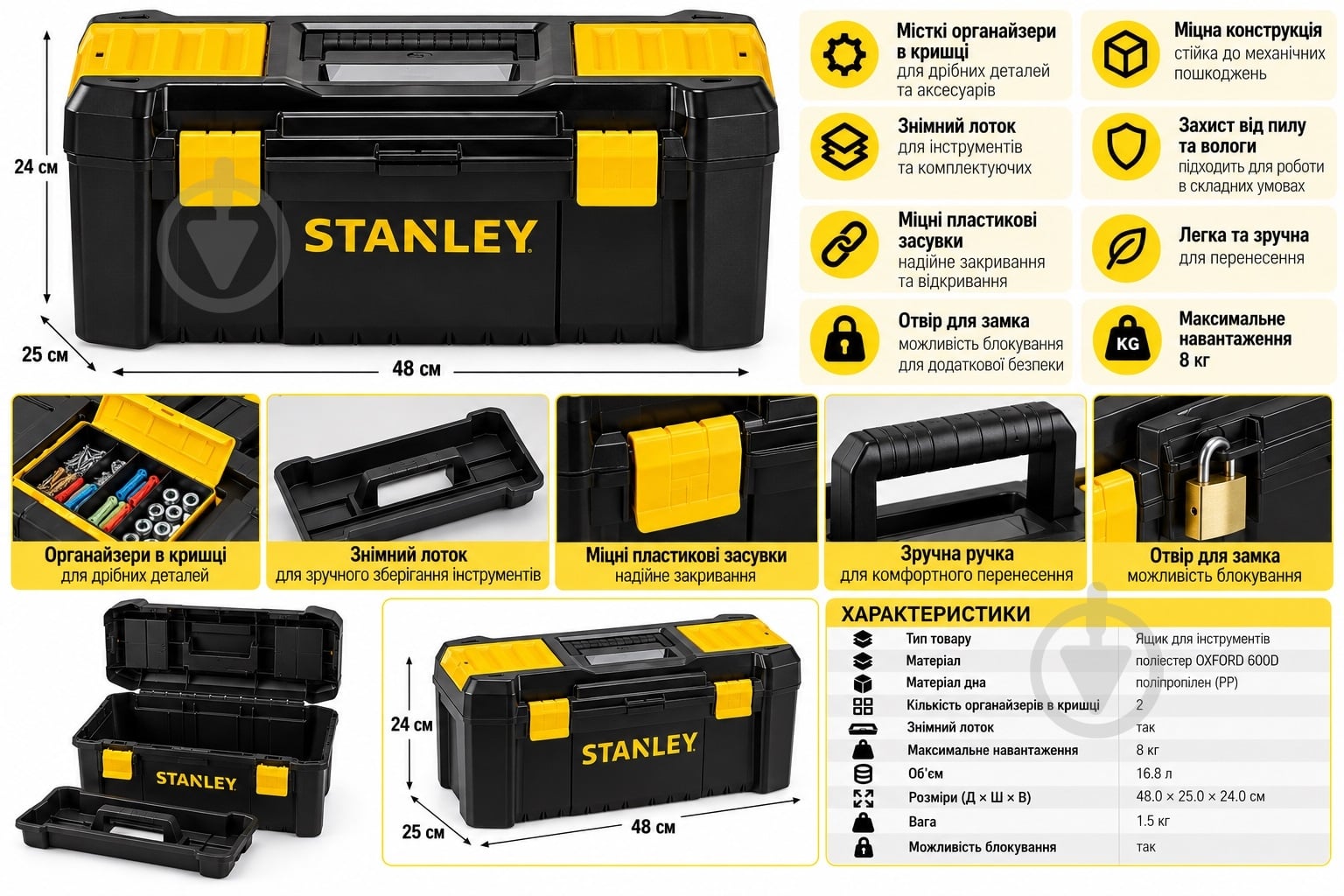 Ящик для ручного инструмента Stanley 19" STST1-75520 - фото 2