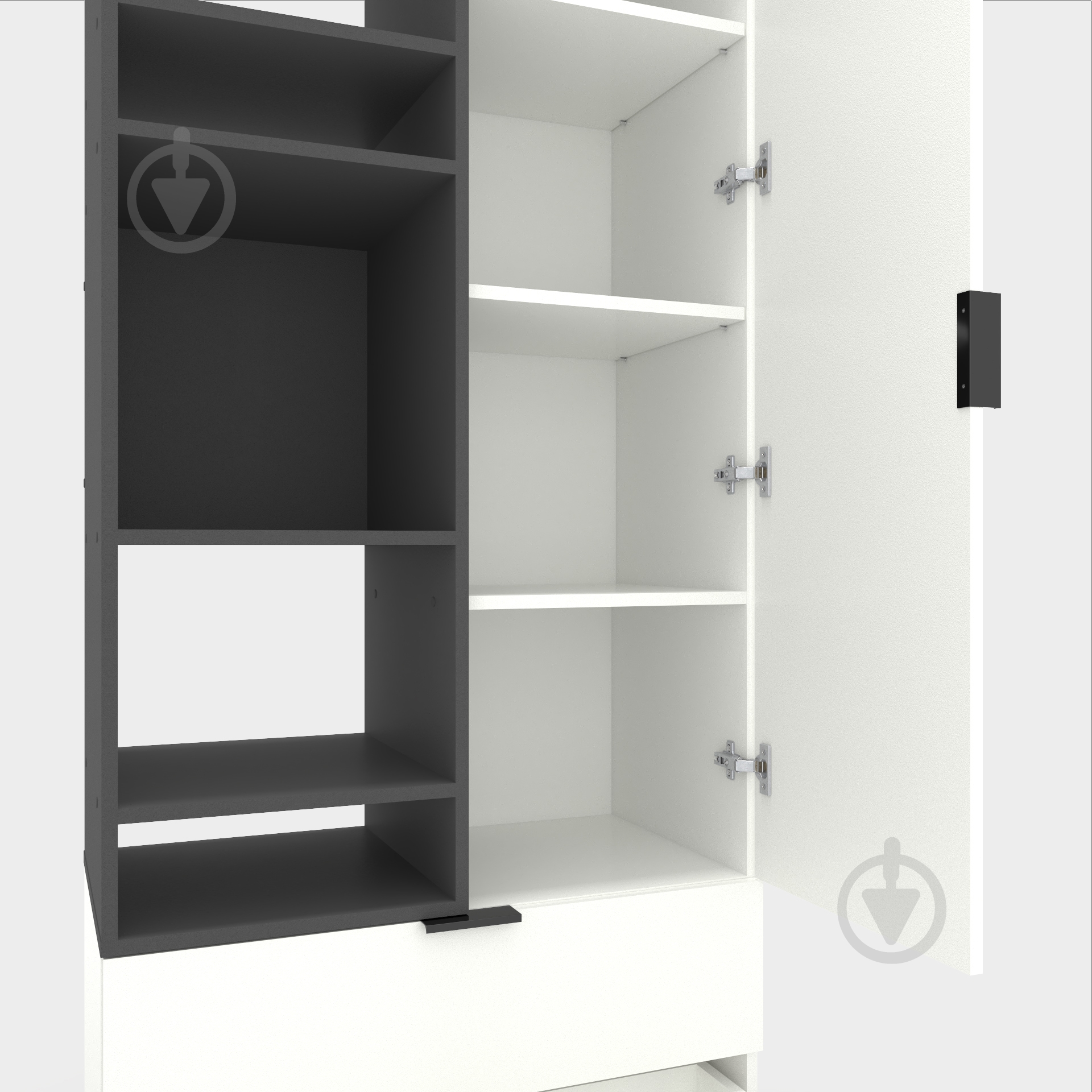 Шафа Metkas Home A001L 1д2ш ЛДСП 2300х800х420 мм білий сніг / антрацит / білий сніг - фото 3 Шафа Metkas Home A001L 1д2ш ЛДСП 2300х800х420 мм білий сніг / антрацит / білий сніг - фото 3