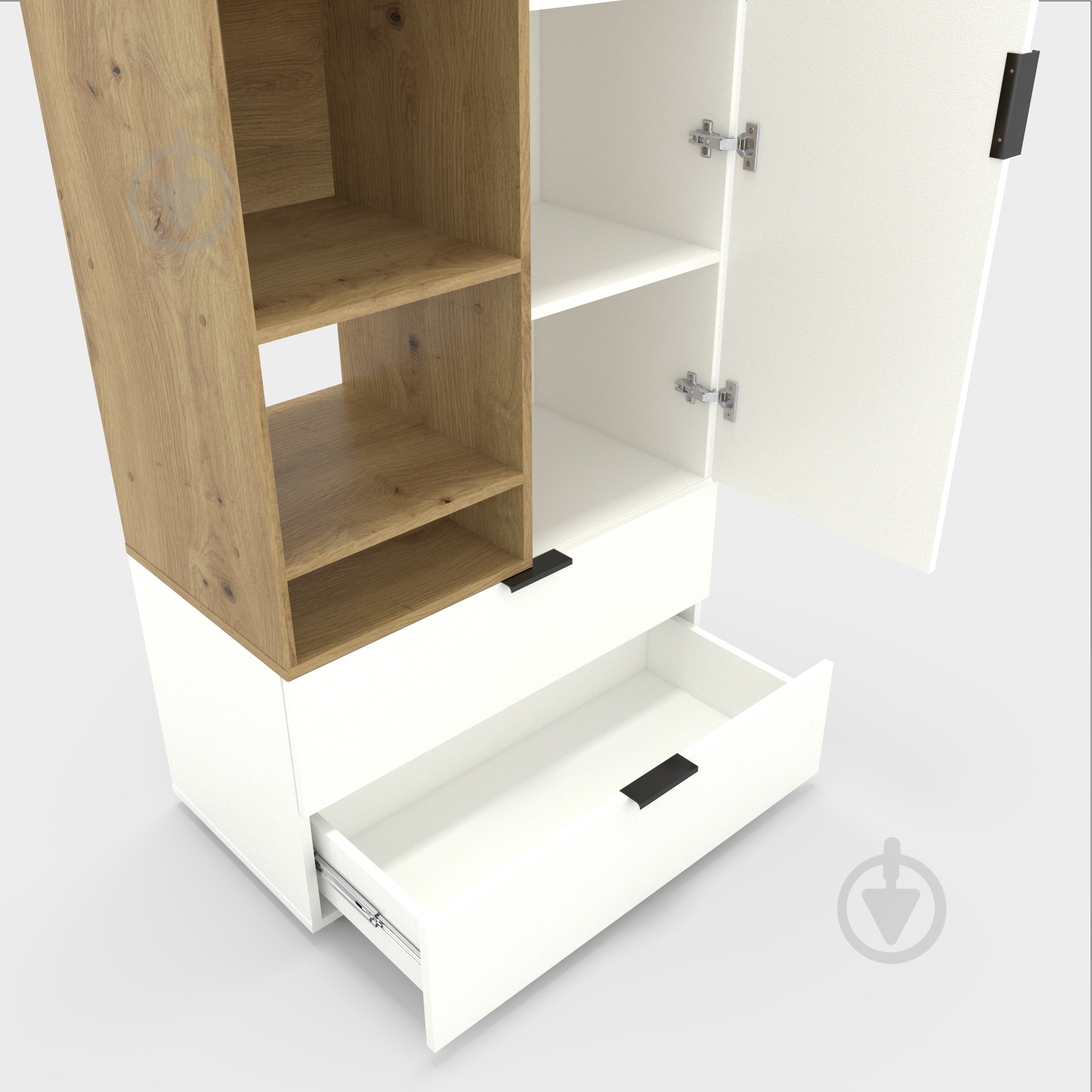 Шафа Metkas Home A001L 1д2ш ЛДСП 2300х800х420 мм білий сніг / дуб артізан / білий сніг - фото 3