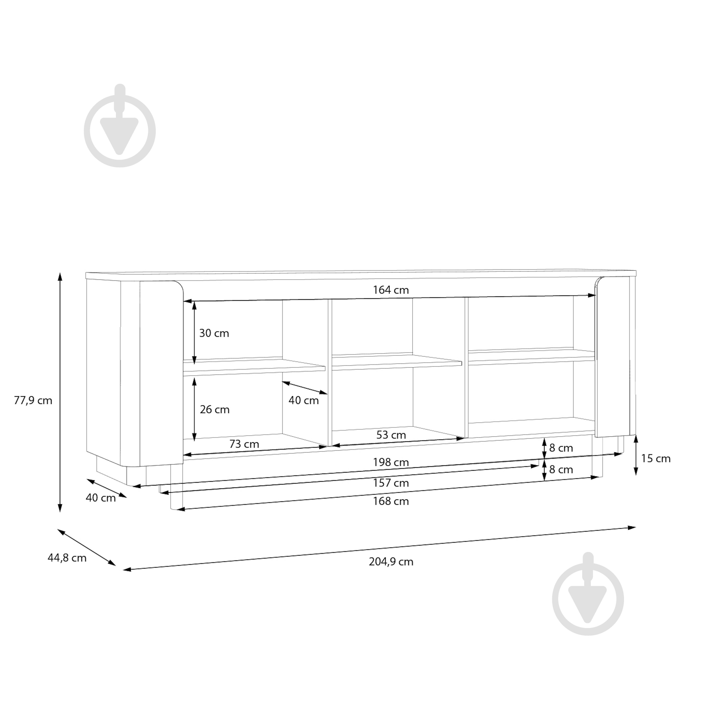 Комод Forte Meble Vodol 3d 2049x779x448 мм чорний/бежевий - фото 6 Комод Forte Meble Vodol 3d 2049x779x448 мм чорний/бежевий - фото 6