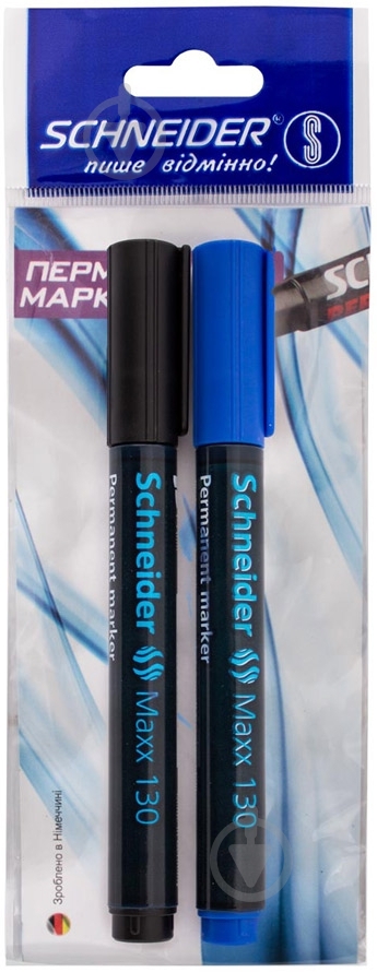 Набір перманентних маркерів Schneider 1-3 мм 2 шт. S10579 чорно-синій - фото 1