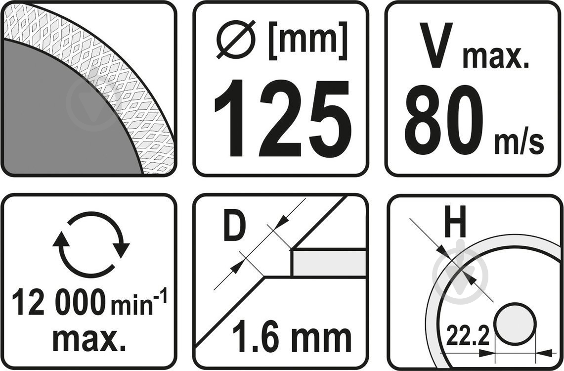 Диск алмазний відрізний YATO 125x1,6x22,2 YT-59972 - фото 3