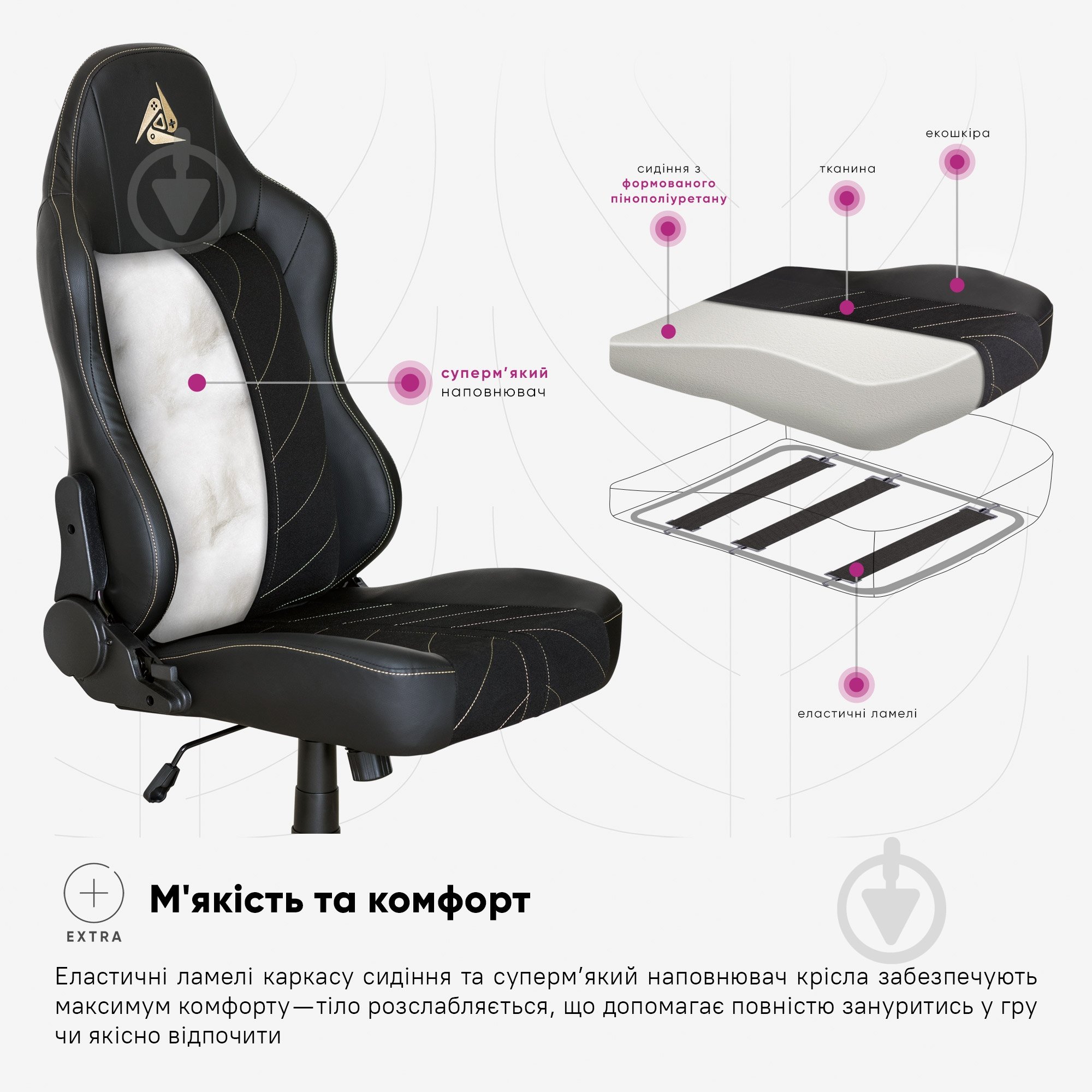 Кресло игровое Cyberlux Helios GM-204 B черный/золотой - фото 7