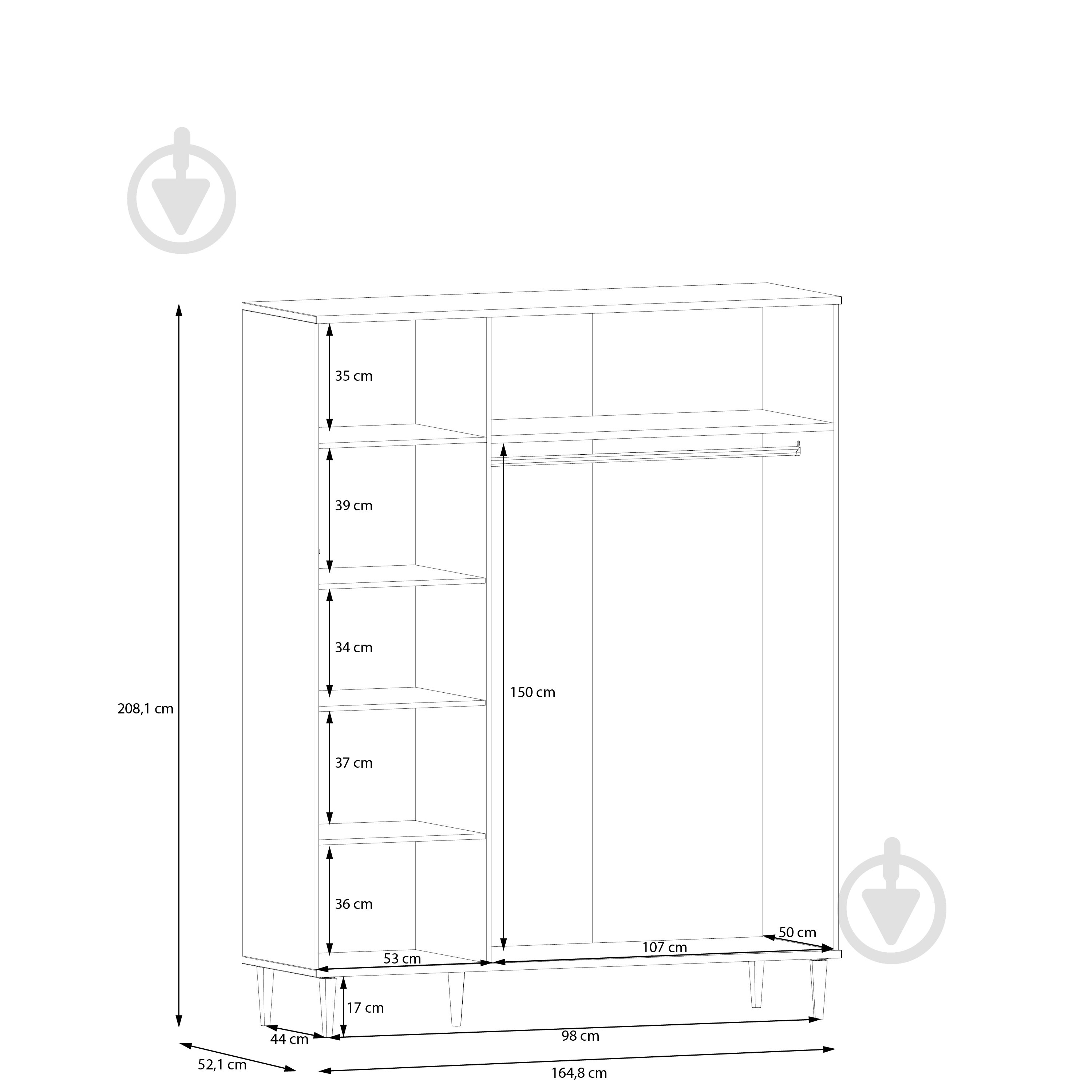 Шкаф Forte Meble 3d CALASETTA 2081х1648х521 мм дуб элегант / дуб элегант - фото 7