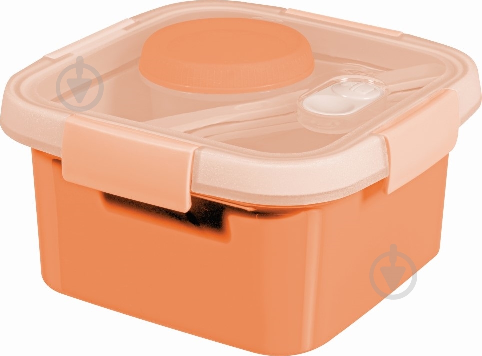 Контейнер для харчових продуктів зі столовими приборами Curver To Go Lunch Kit 1,1 л персиковий - фото 1