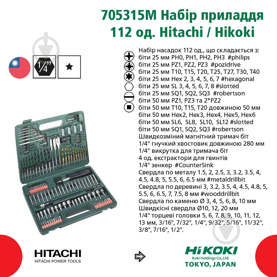 Набір приладдя Hitachi 112 шт. 705315M - фото 3