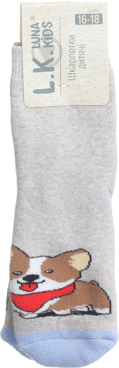 Шкарпетки дитячі для дівчатокдля хлопчиків Luna Kids № 7. Коргі з хустинкою 331011 р.16–18 світло-сірий - фото 1 Шкарпетки дитячі для дівчатокдля хлопчиків Luna Kids № 7. Коргі з хустинкою 331011 р.16–18 світло-сірий - фото 1