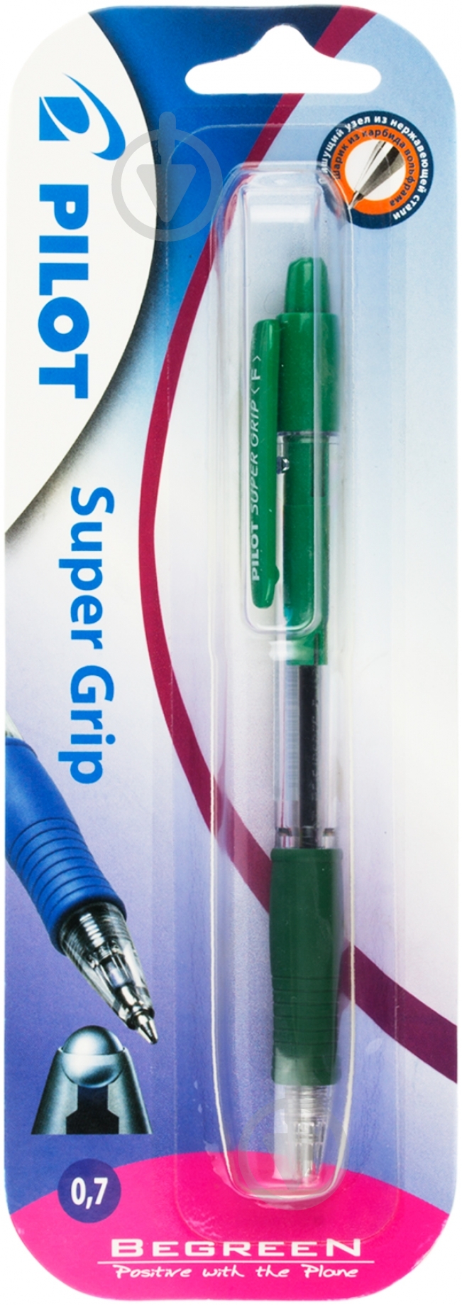 Ручка шариковая Pilot Super Grip BPGP-10R-F-G зеленая - фото 2 Ручка шариковая Pilot Super Grip BPGP-10R-F-G зеленая - фото 2