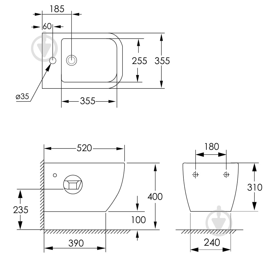 Біде підвісне Imprese Valtice i1106 - фото 2