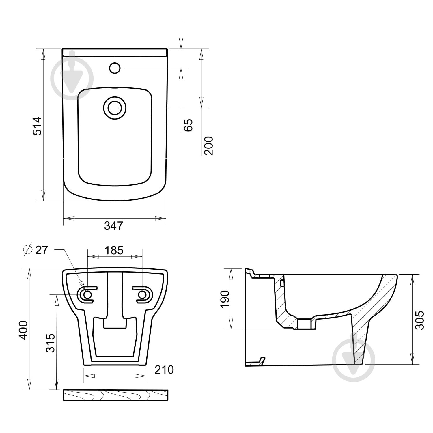 Биде подвесное Imprese Loreta i11031 - фото 2