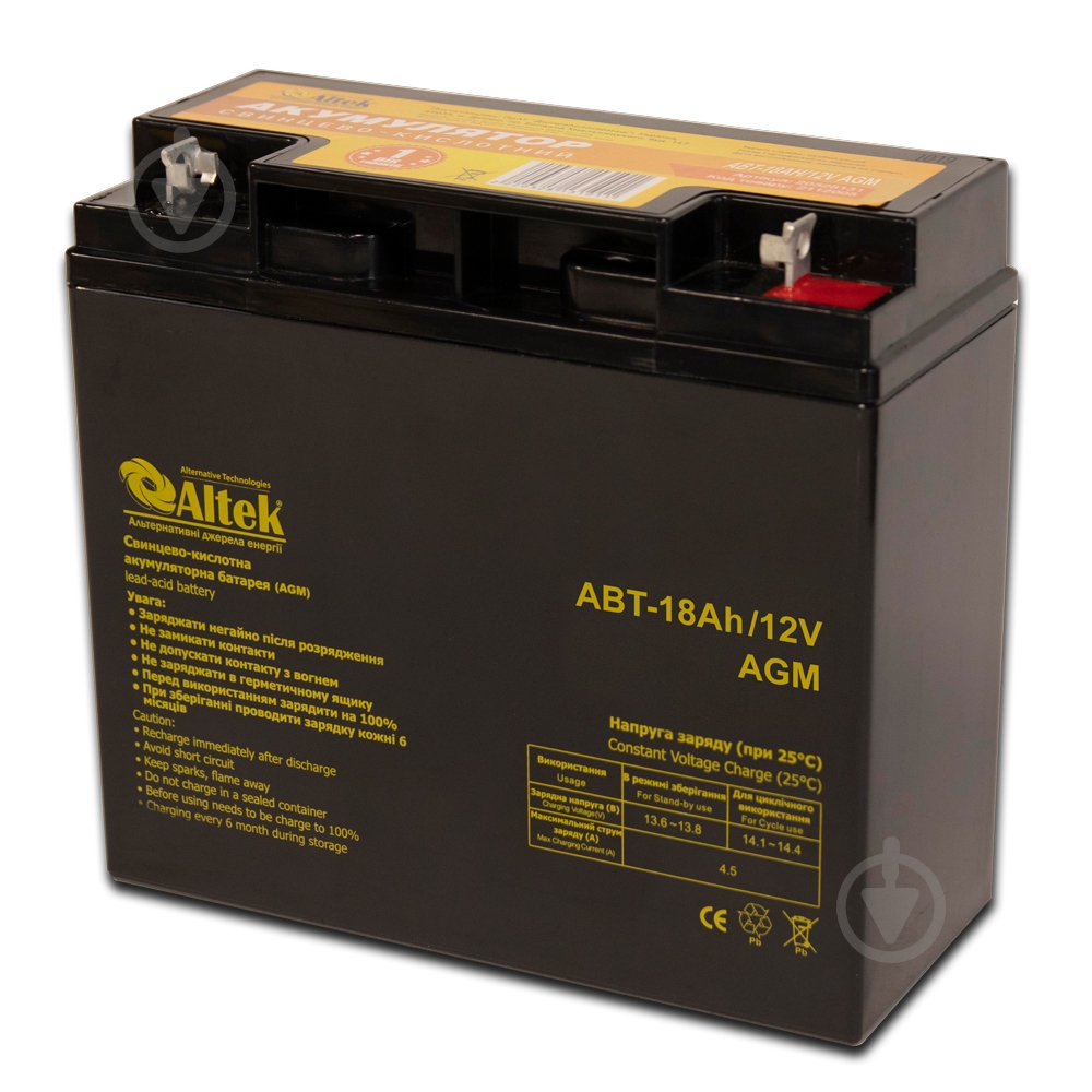 Акумулятор Altek ABT-18Аh/12V AGM - фото 1